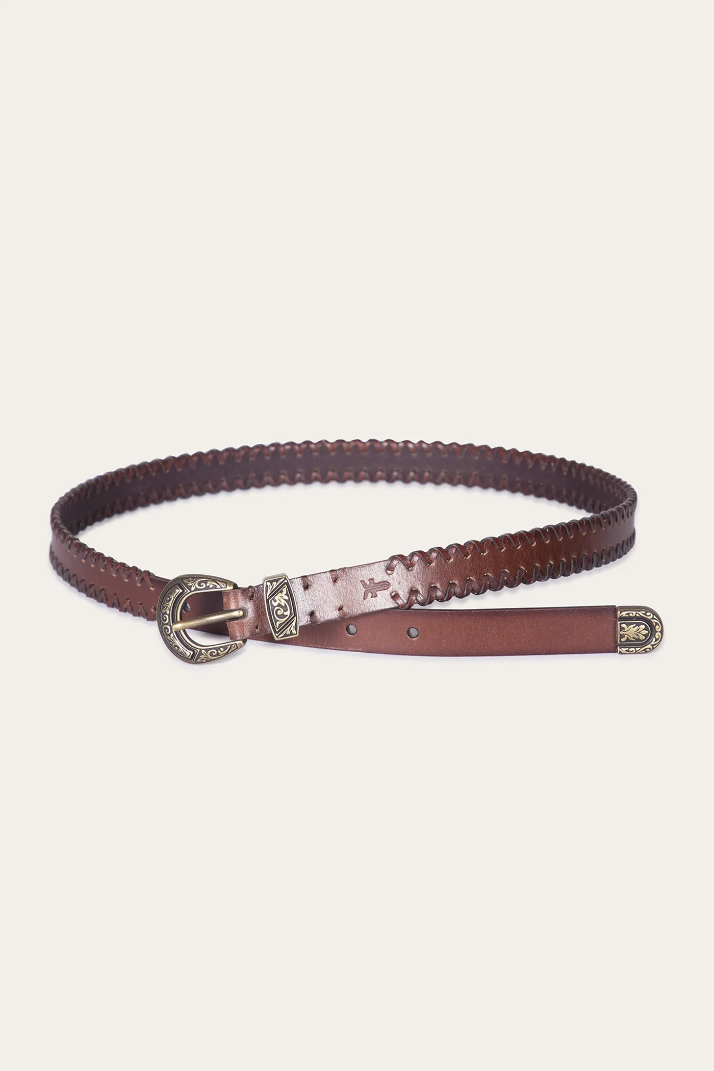 20mm Belt With 3 Pc Buckle Set & Leather Laced Edge Adjustable Waist