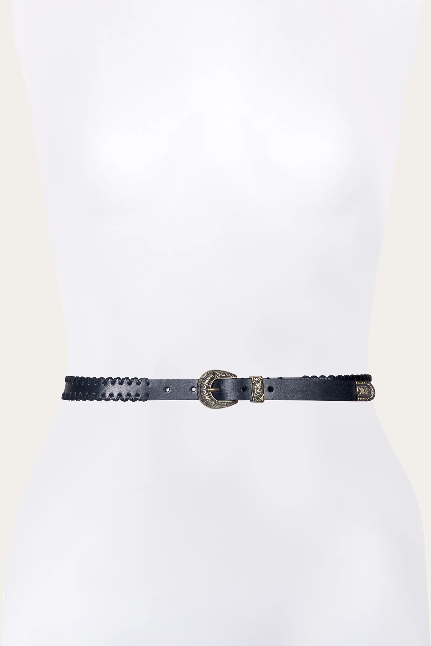 20mm Belt With 3 Pc Buckle Set & Leather Laced Edge Office Attire