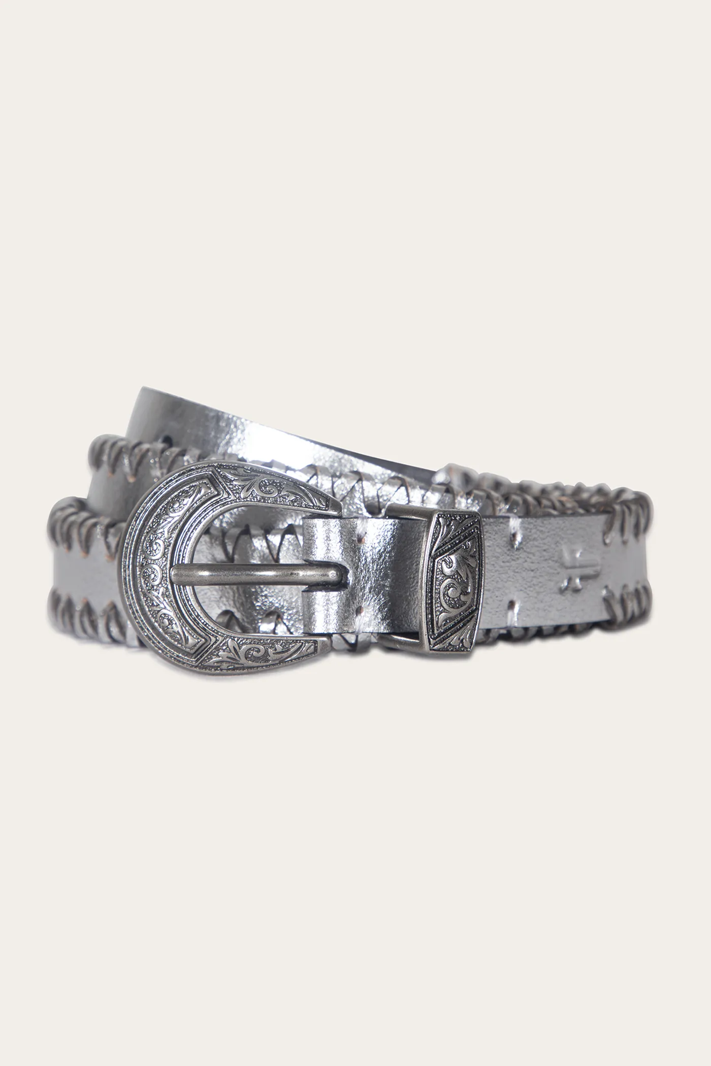 20mm Belt With 3 Pc Buckle Set & Leather Laced Edge Vacation Style