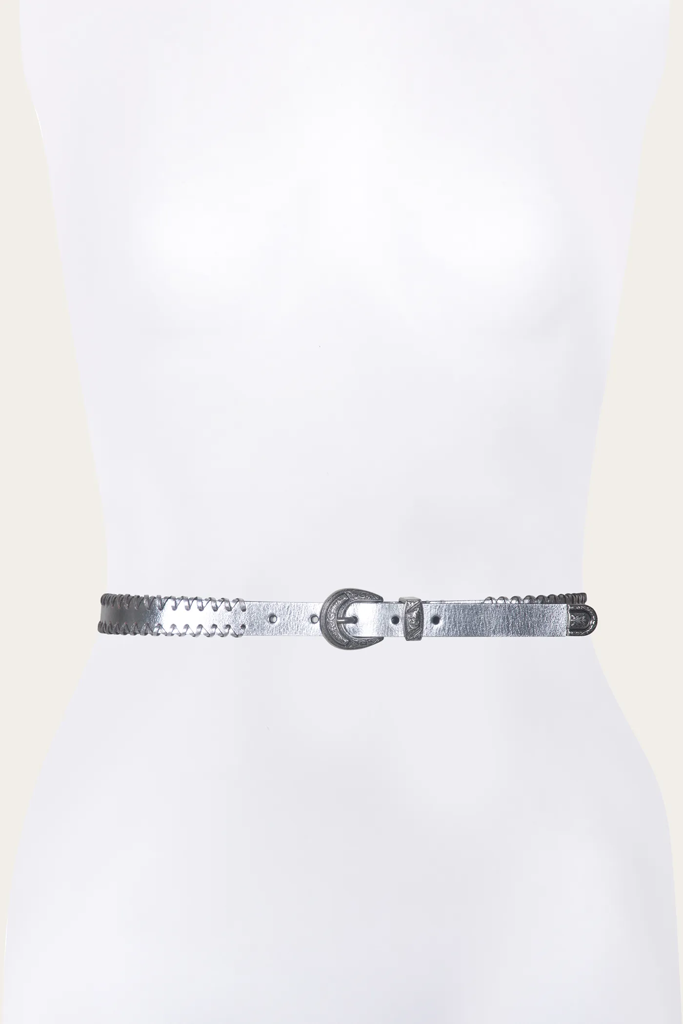 20mm Belt With 3 Pc Buckle Set & Leather Laced Edge Vacation Style