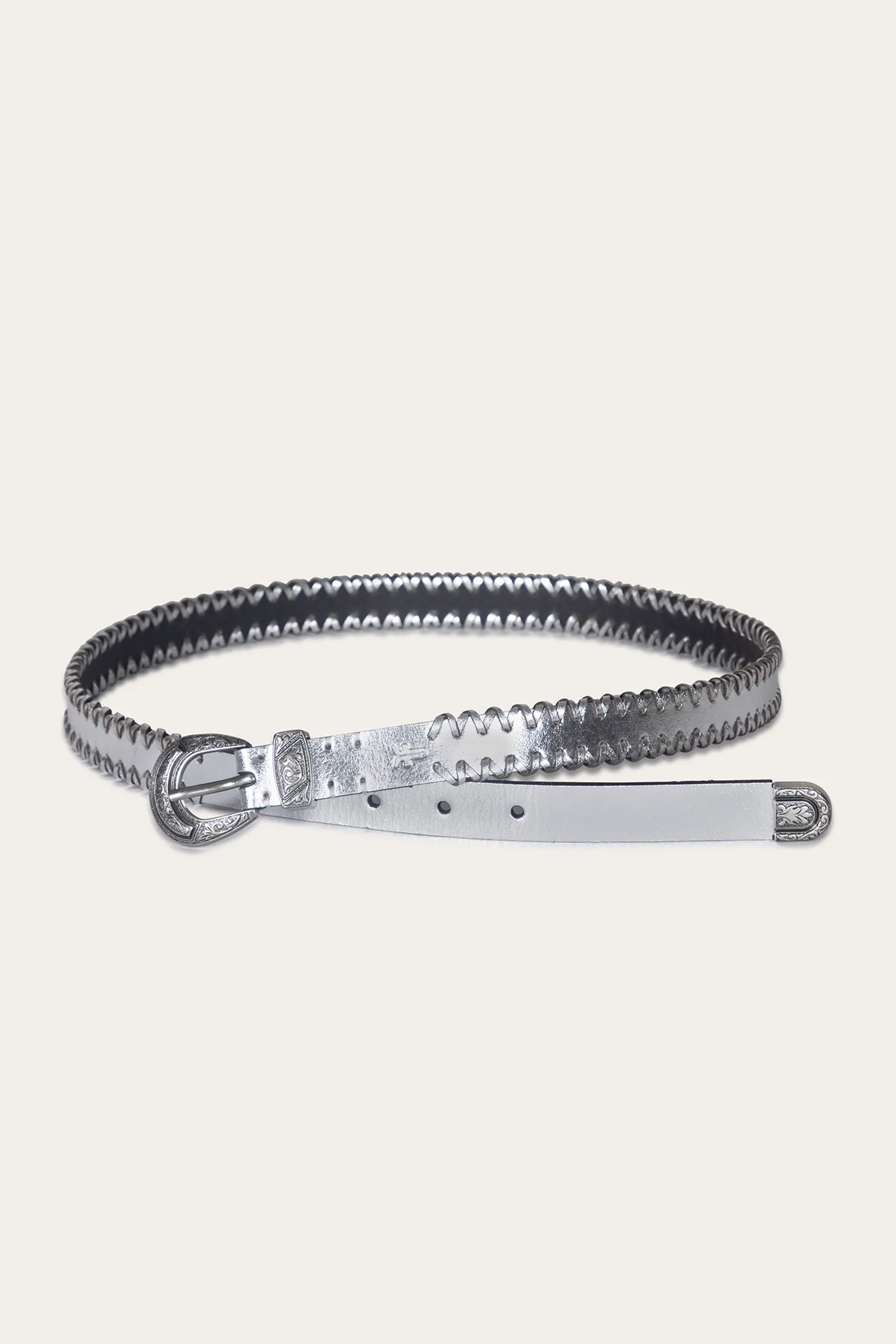 20mm Belt With 3 Pc Buckle Set & Leather Laced Edge Vacation Style
