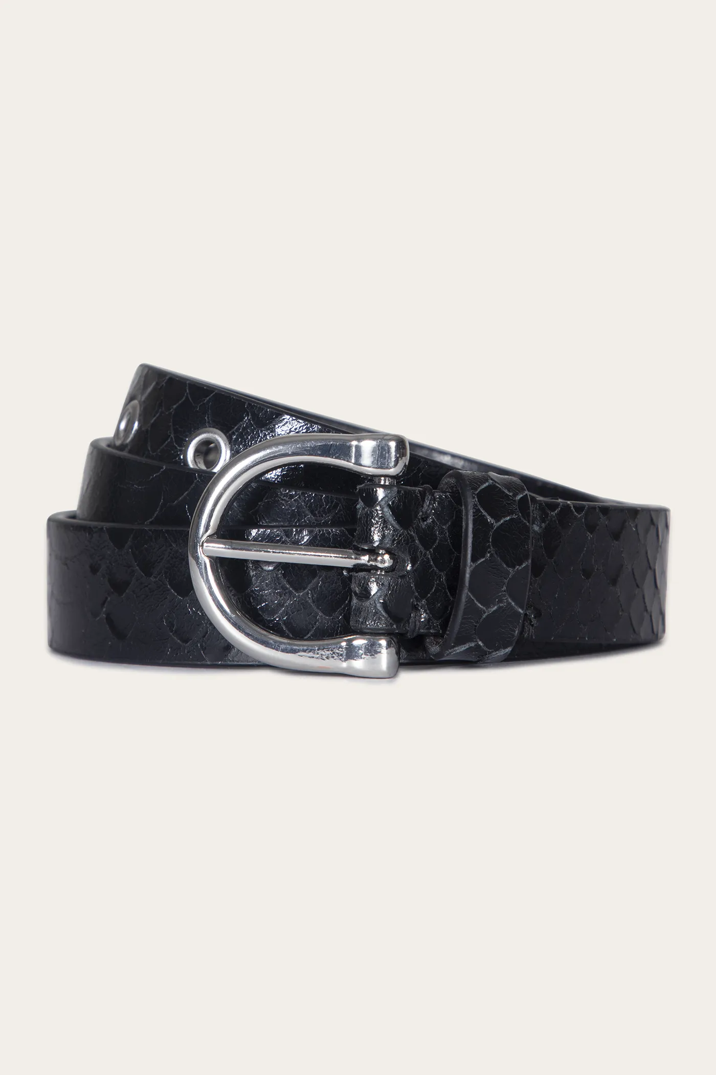 25 Mm Horseshoe Buckle Belt With Python Luxury Brand