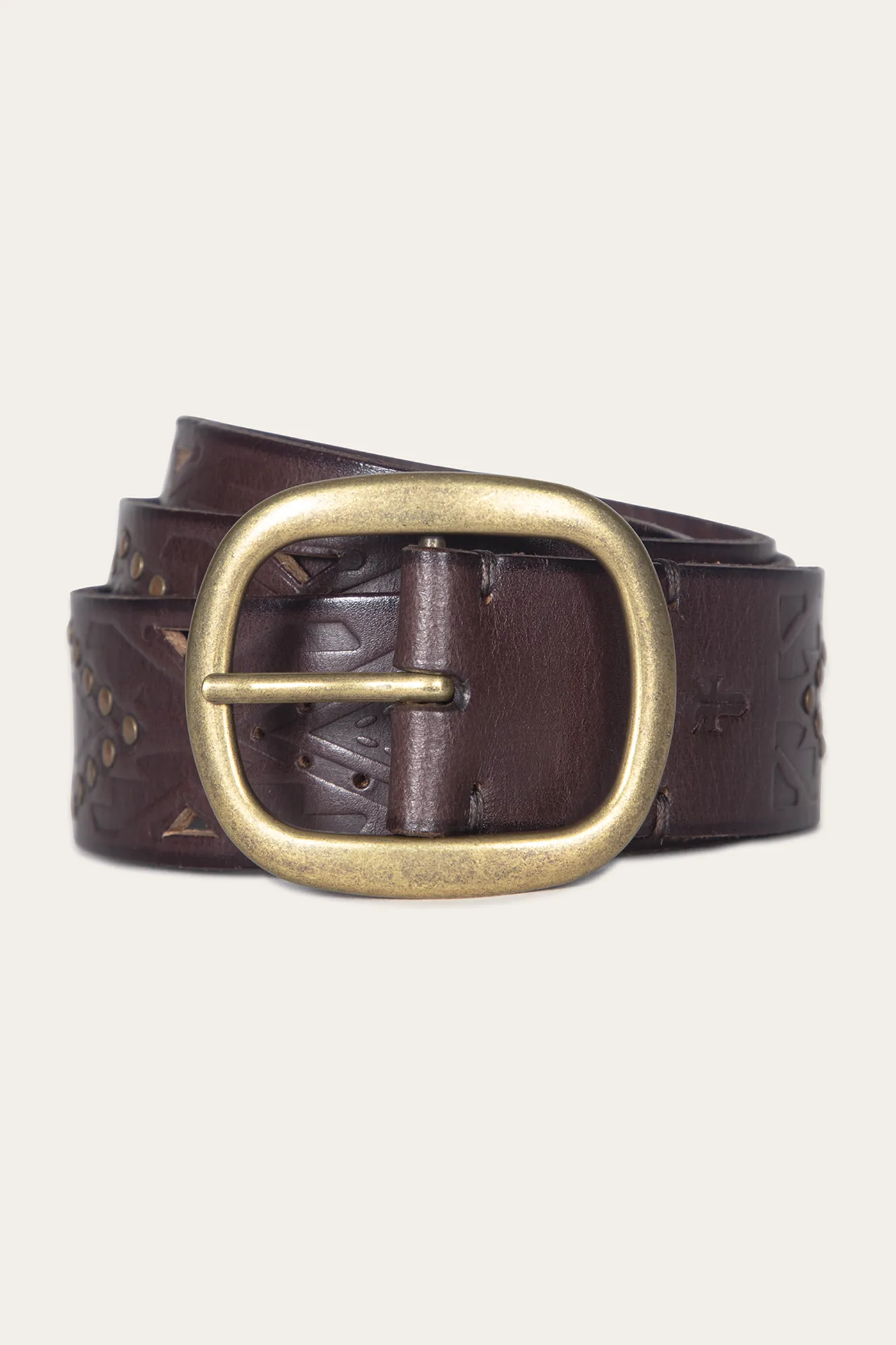 38mm Belt With Southwestern Embossing, Perf & Studs Road Trip