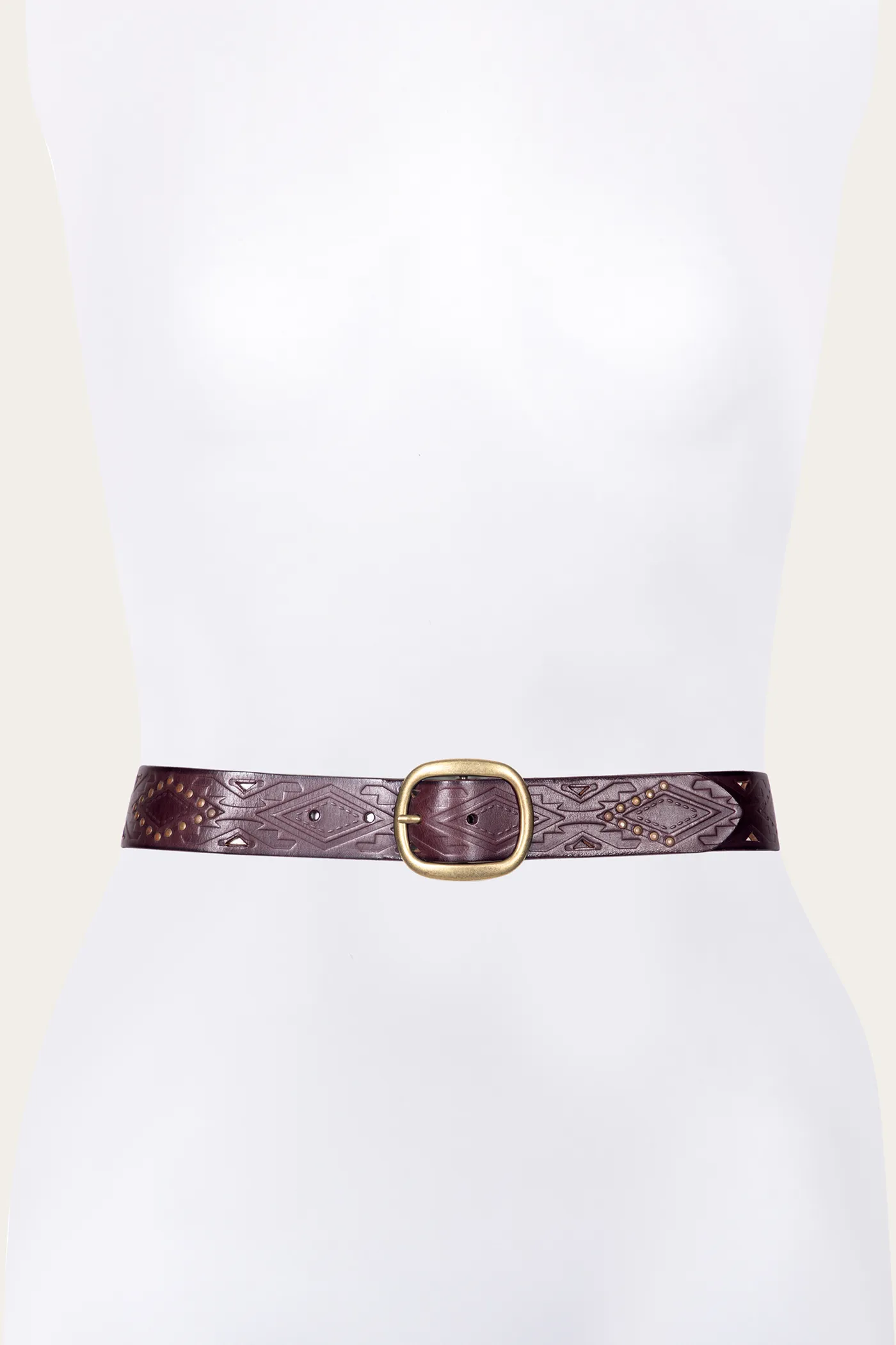 38mm Belt With Southwestern Embossing, Perf & Studs Road Trip
