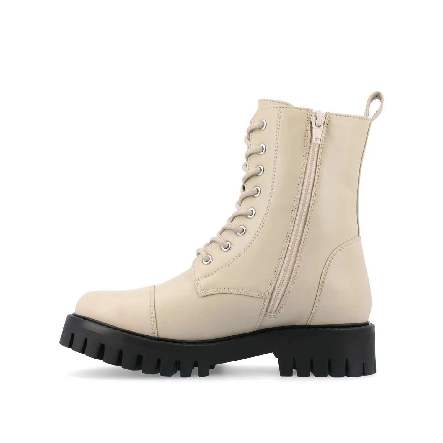 AALEY LACE-UP BOOTIES IN FAUX LEATHER chunky edge
