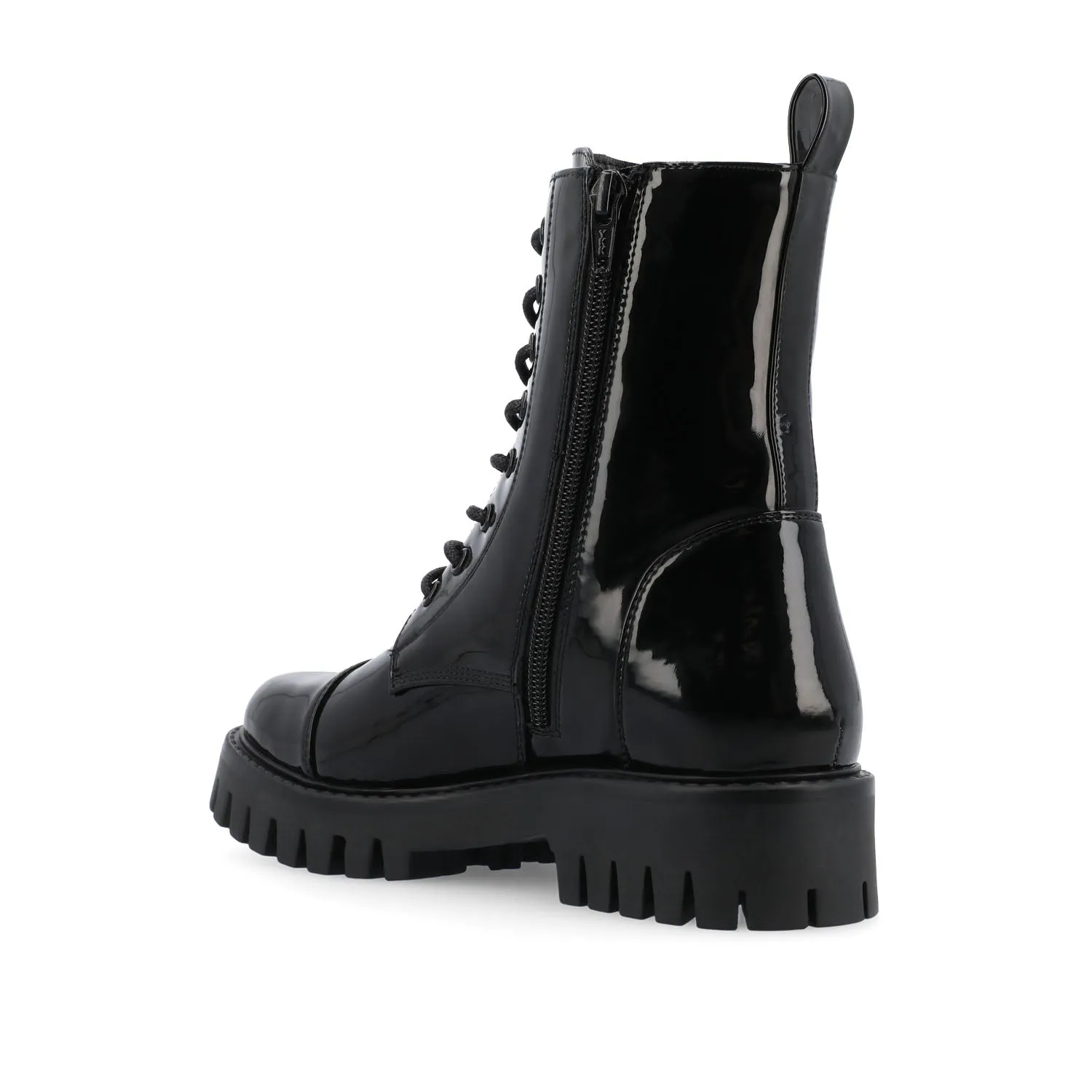 AALEY LACE-UP BOOTIES IN FAUX LEATHER chunky edge