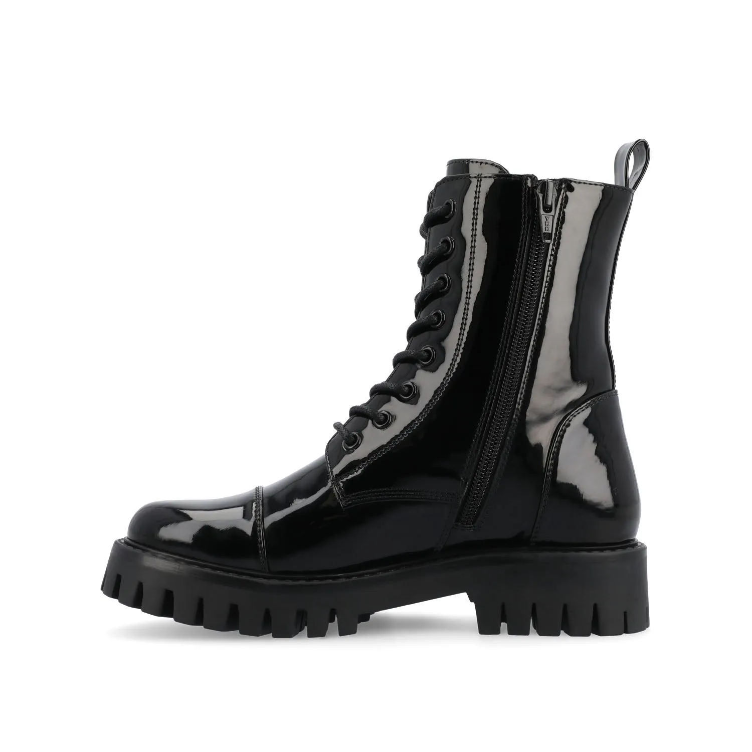 AALEY LACE-UP BOOTIES IN FAUX LEATHER chunky edge
