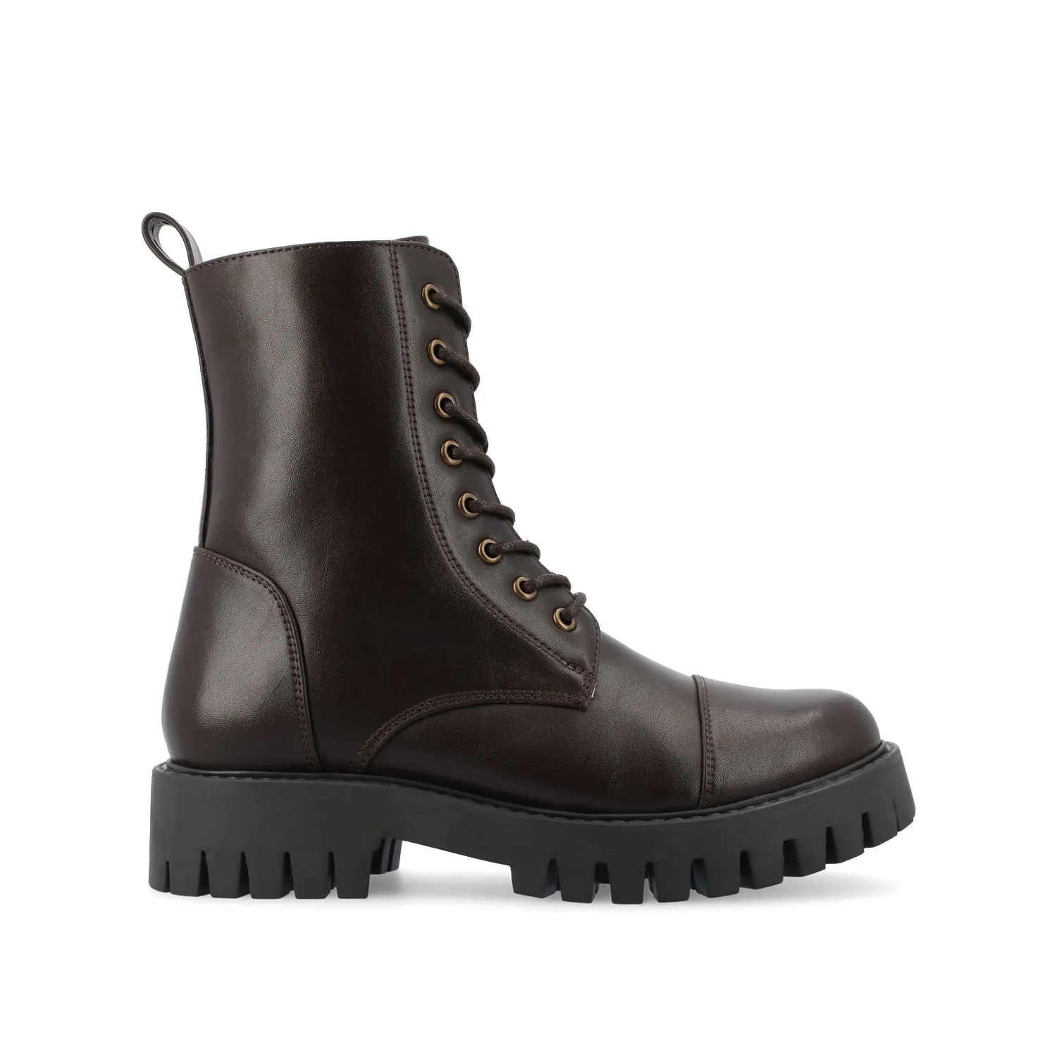 AALEY LACE-UP BOOTIES IN FAUX LEATHER chunky edge
