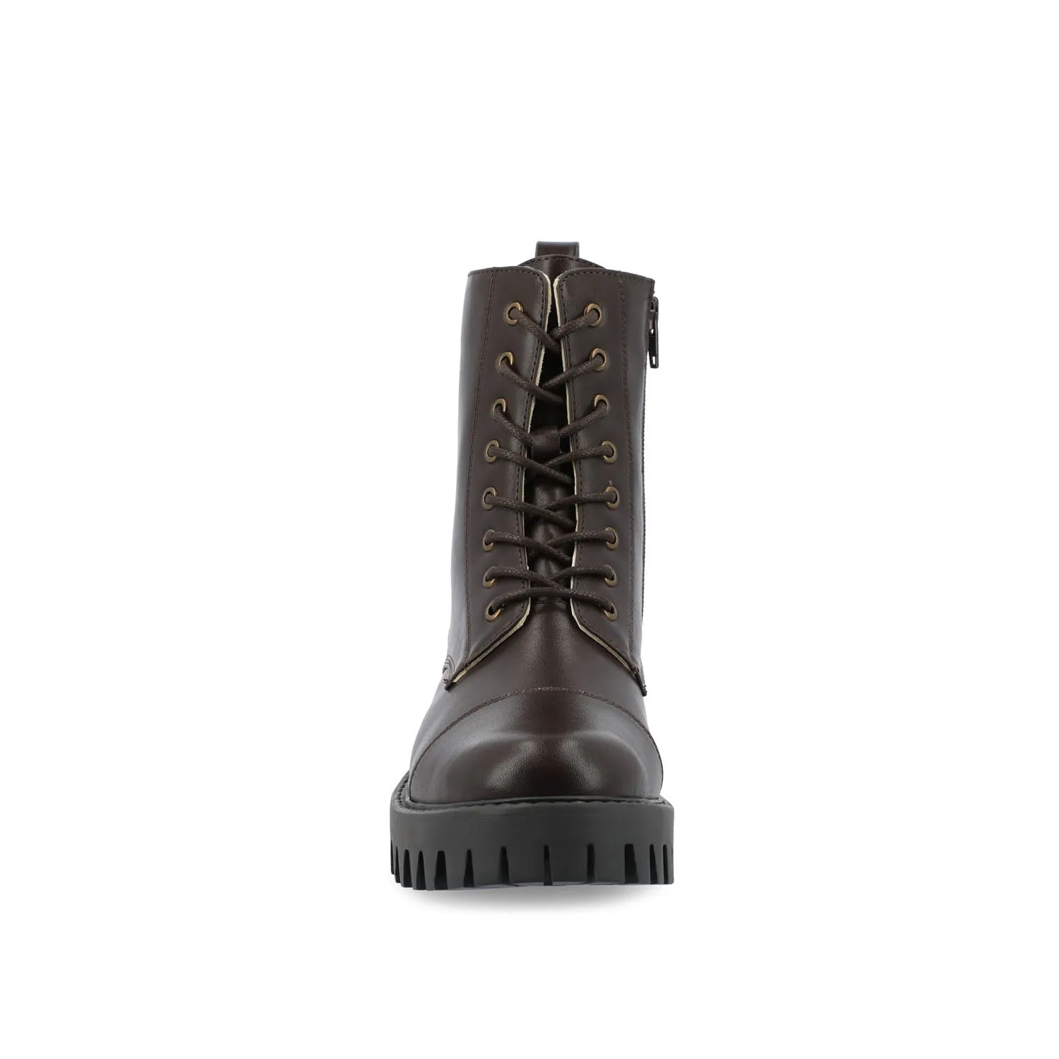 AALEY LACE-UP BOOTIES IN FAUX LEATHER chunky edge