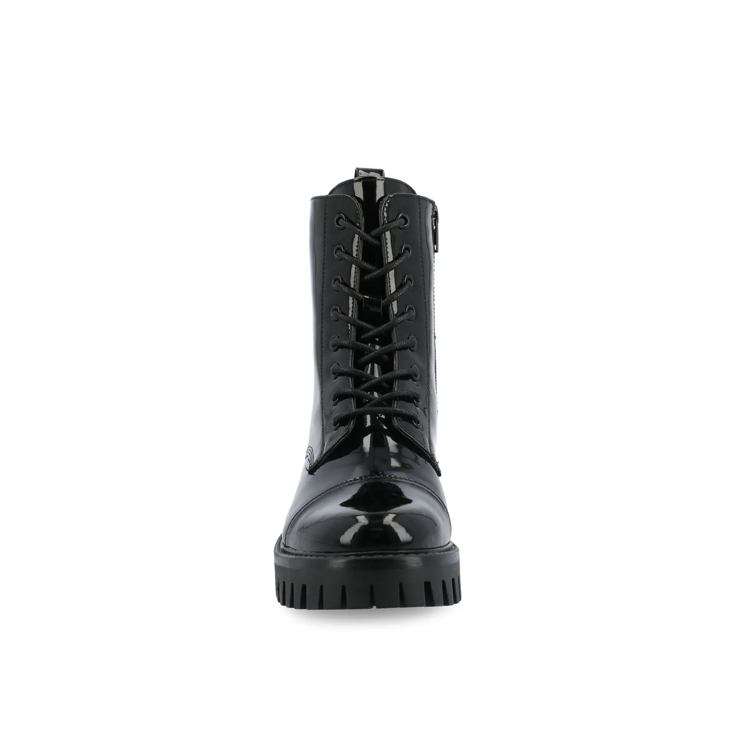 AALEY LACE-UP BOOTIES IN FAUX LEATHER chunky edge