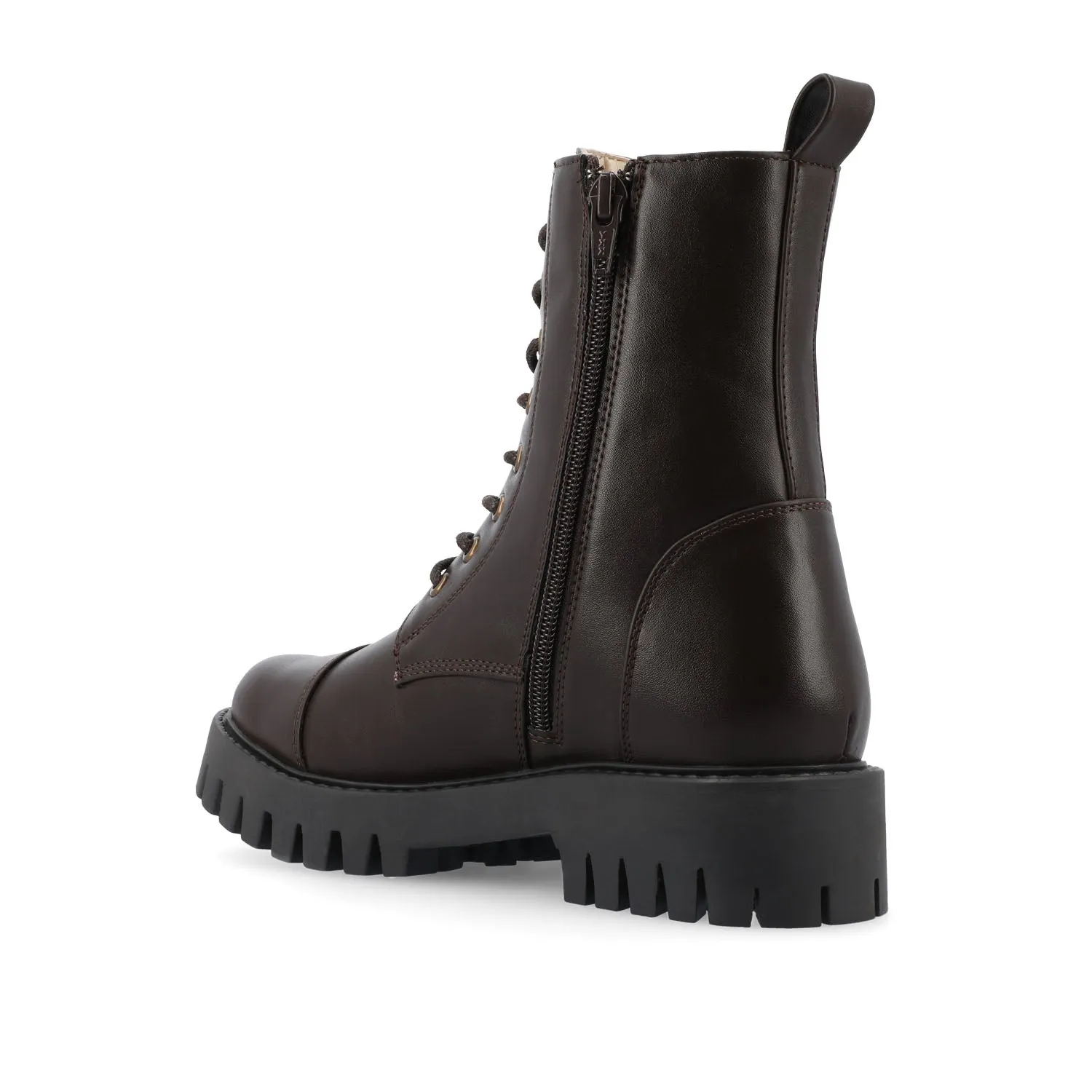 AALEY LACE-UP BOOTIES IN FAUX LEATHER chunky edge