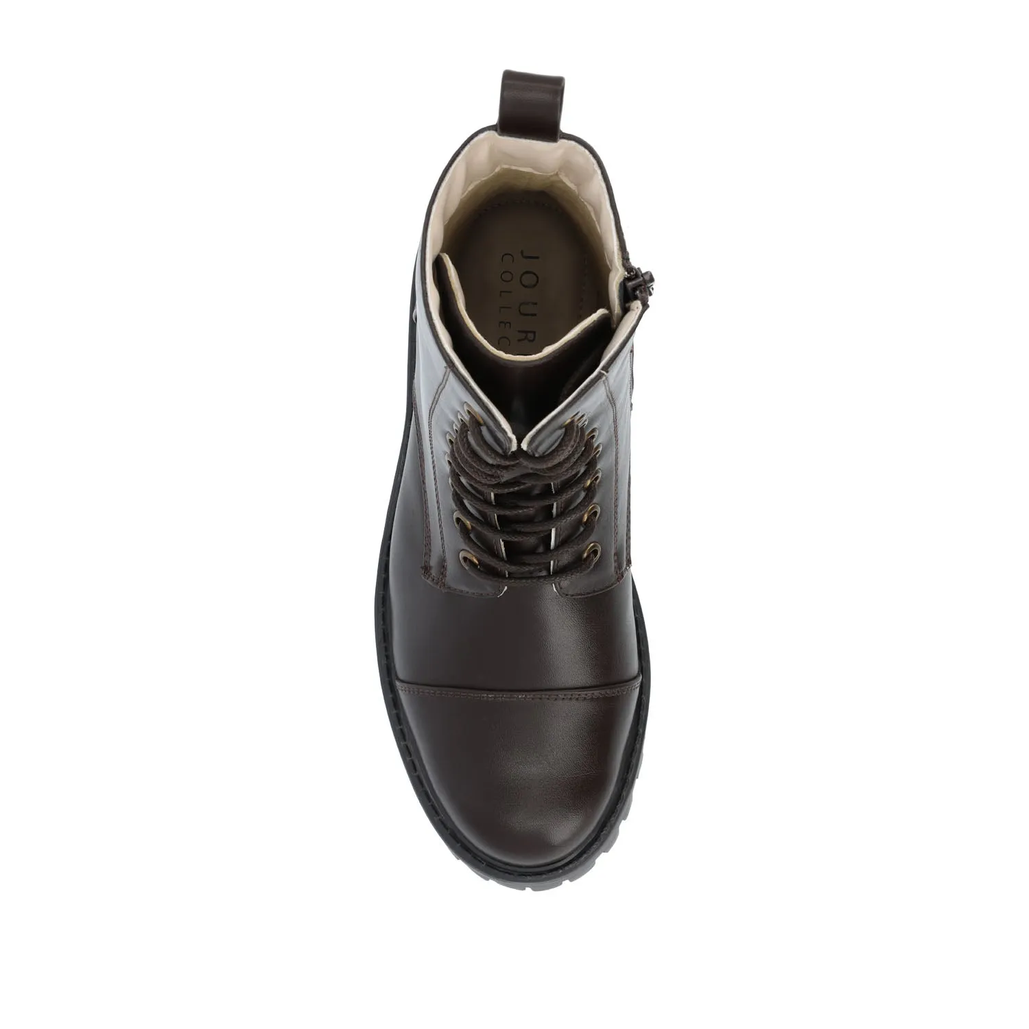 AALEY LACE-UP BOOTIES IN FAUX LEATHER chunky edge