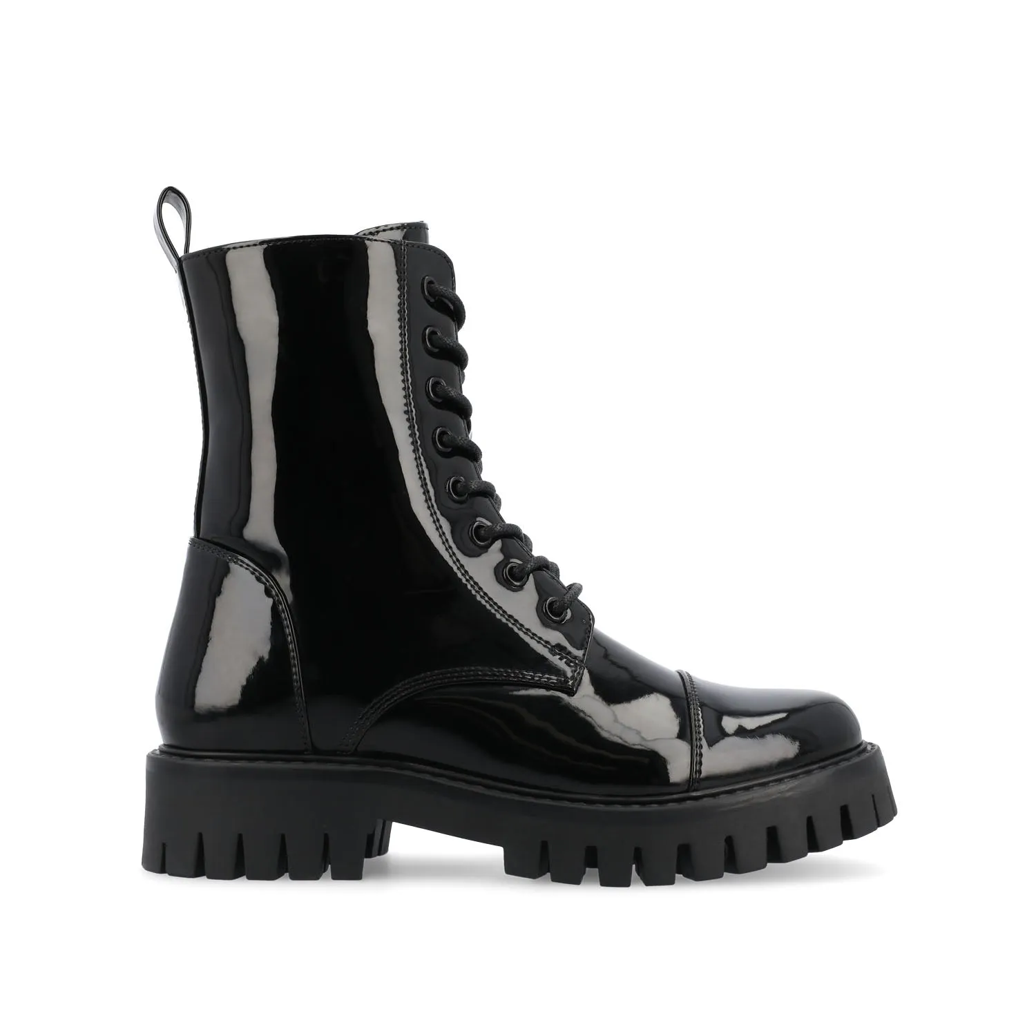 AALEY LACE-UP BOOTIES IN FAUX LEATHER chunky edge