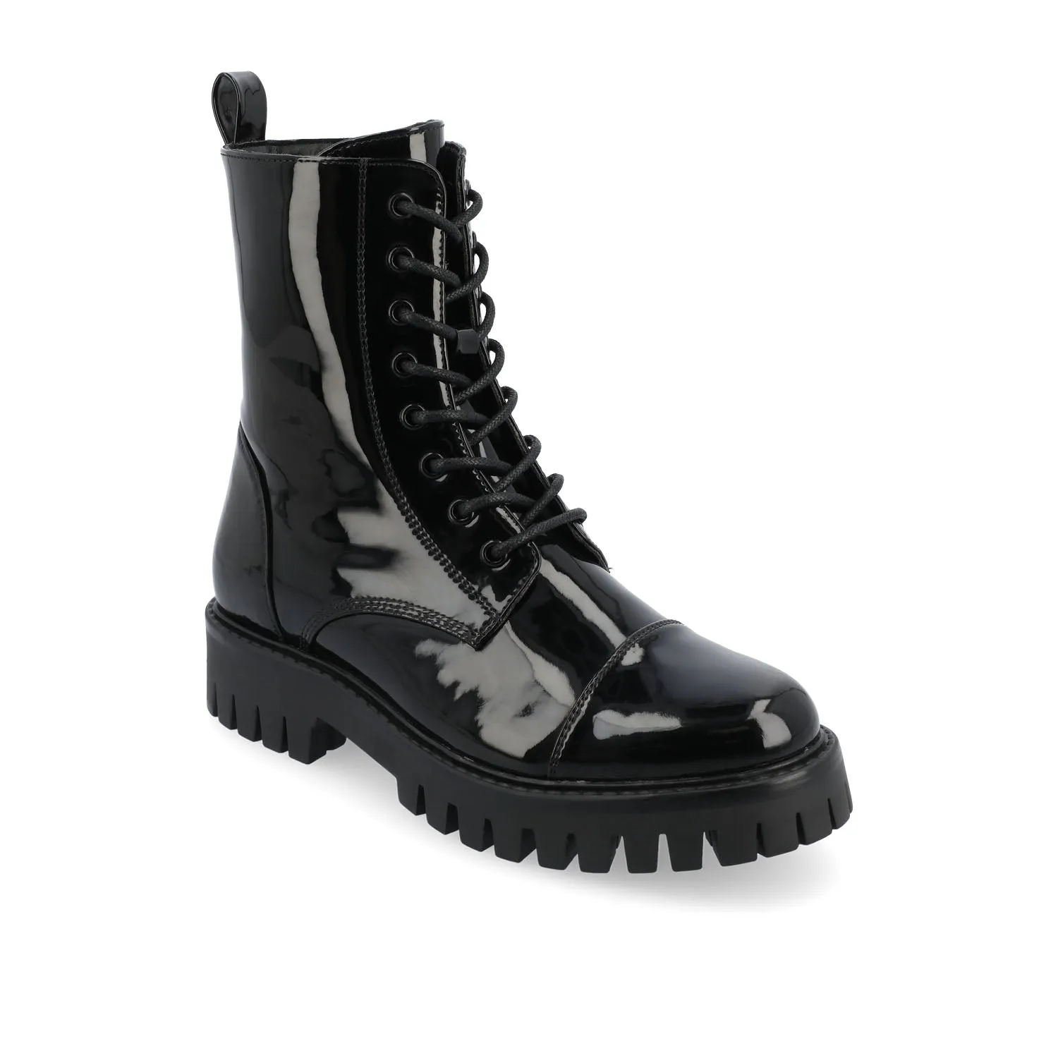 AALEY LACE-UP BOOTIES IN FAUX LEATHER chunky edge