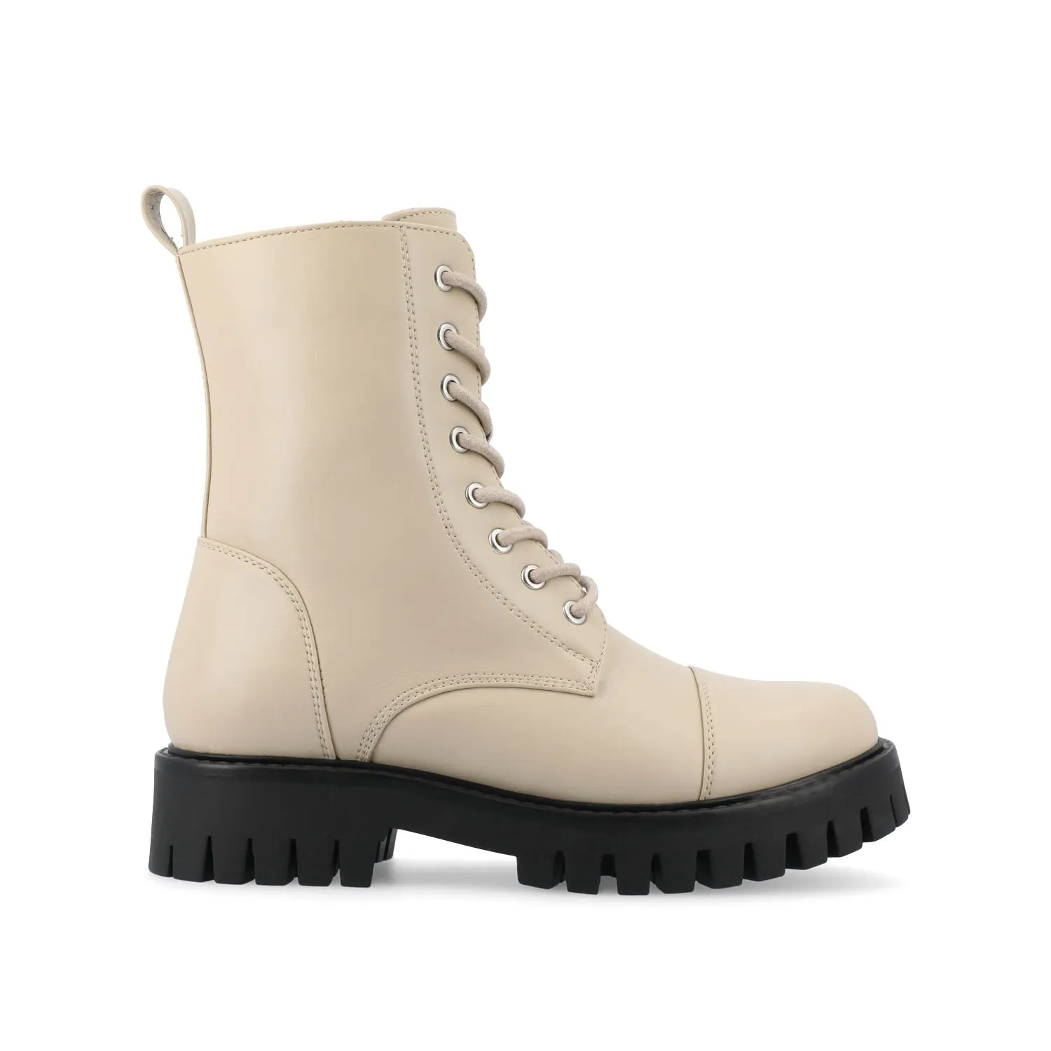 AALEY LACE-UP BOOTIES IN FAUX LEATHER chunky edge