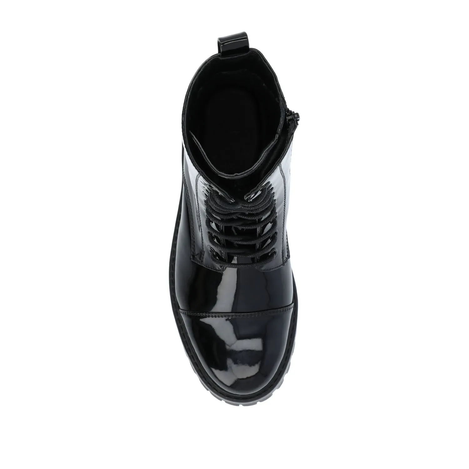 AALEY LACE-UP BOOTIES IN FAUX LEATHER chunky edge