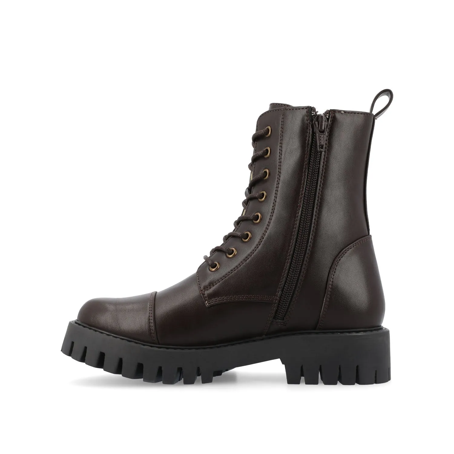 AALEY LACE-UP BOOTIES IN FAUX LEATHER chunky edge