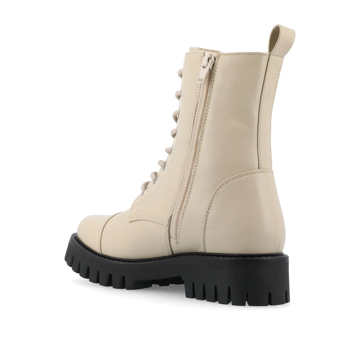 AALEY LACE-UP BOOTIES IN FAUX LEATHER chunky edge