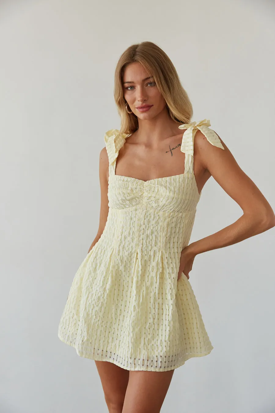 Abby Gingham Bow Strap Mini Dress coastal vibe