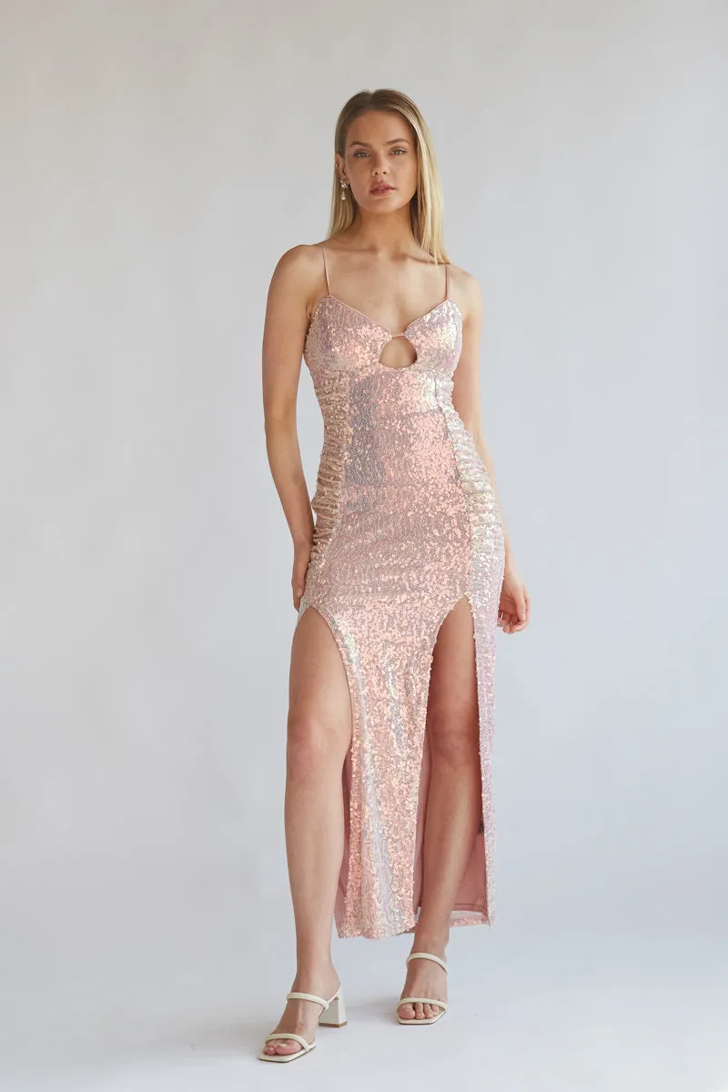 Adelaide Sequin Keyhole Midi Dress beach air