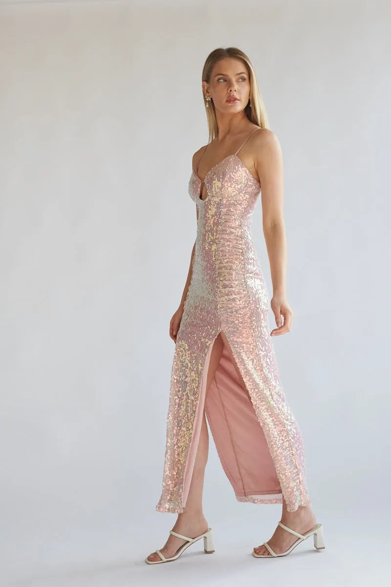 Adelaide Sequin Keyhole Midi Dress beach air
