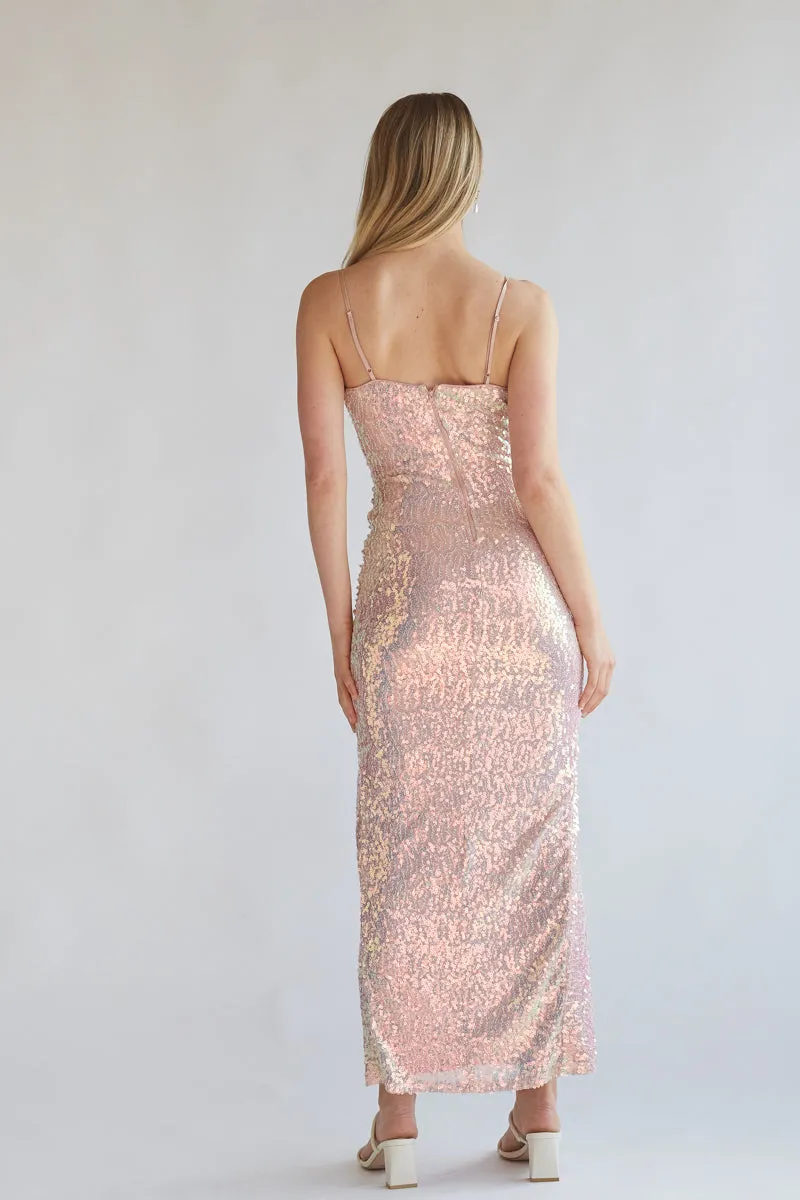 Adelaide Sequin Keyhole Midi Dress beach air