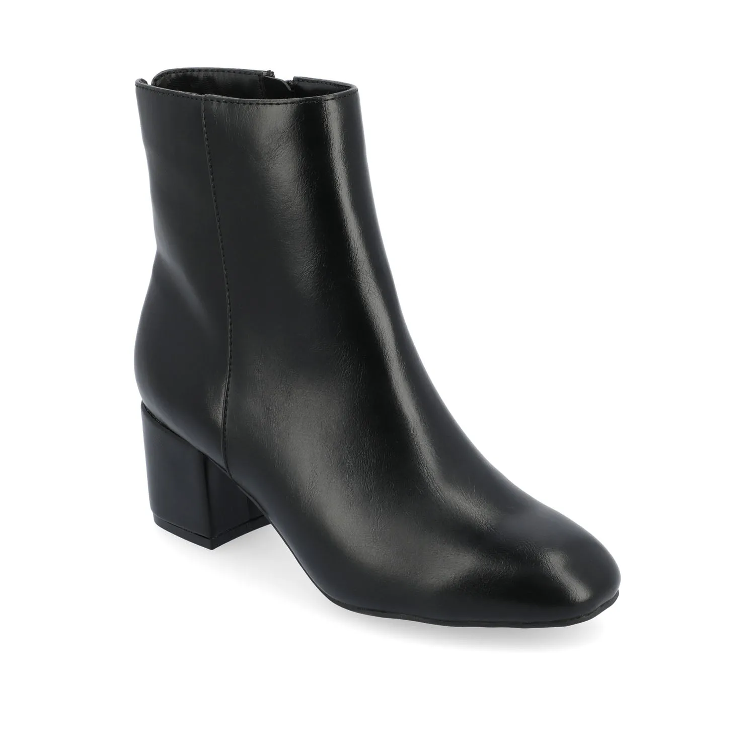 ADRIA SQUARE-TOE BOOTIES IN FAUX LEATHER suede touch