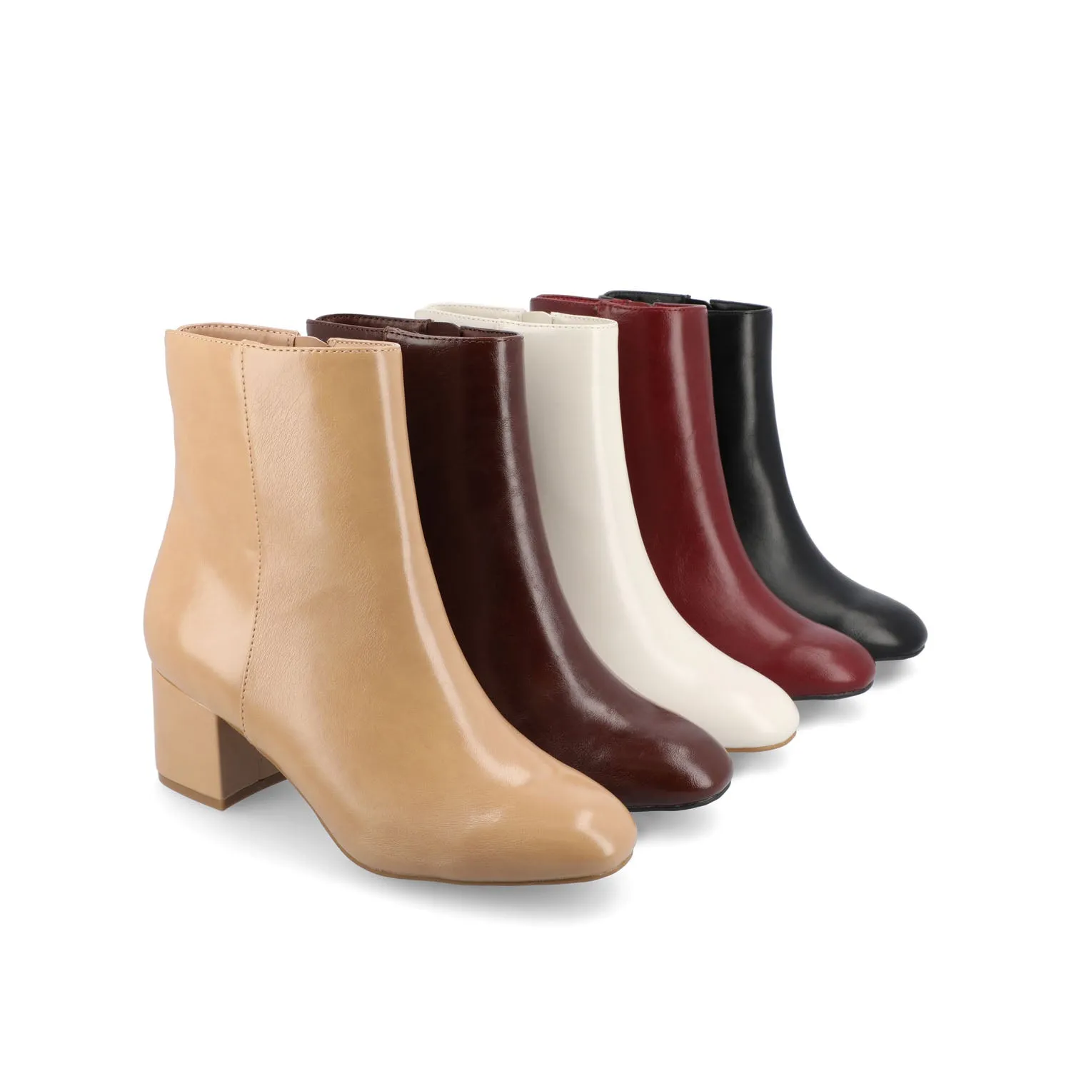 ADRIA SQUARE-TOE BOOTIES IN FAUX LEATHER suede touch