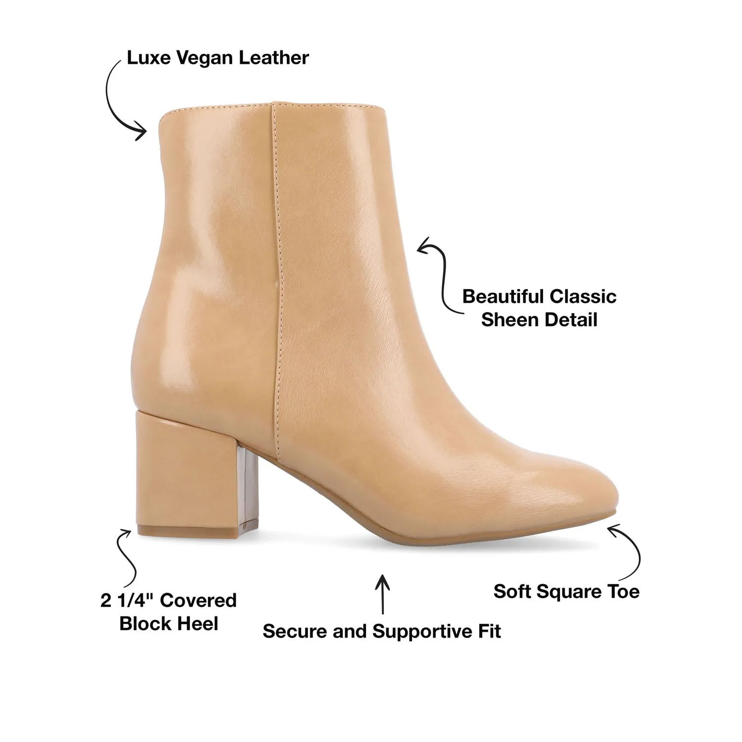 ADRIA SQUARE-TOE BOOTIES IN FAUX LEATHER suede touch