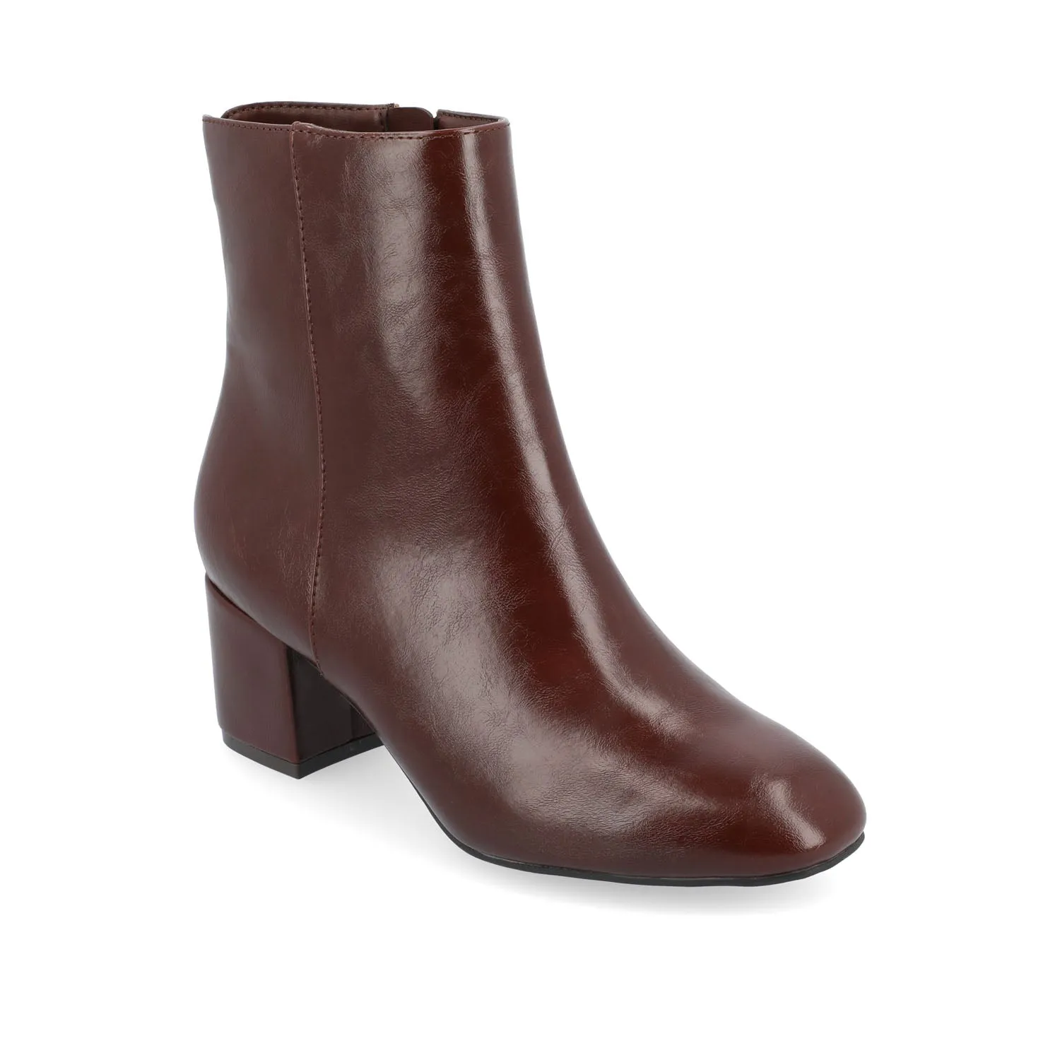 ADRIA SQUARE-TOE BOOTIES IN FAUX LEATHER suede touch