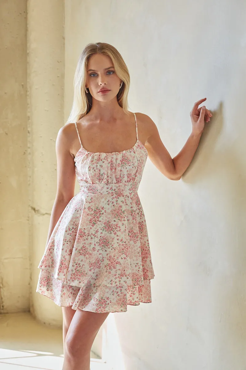 Alina Floral Tie Back Mini Dress simple curve