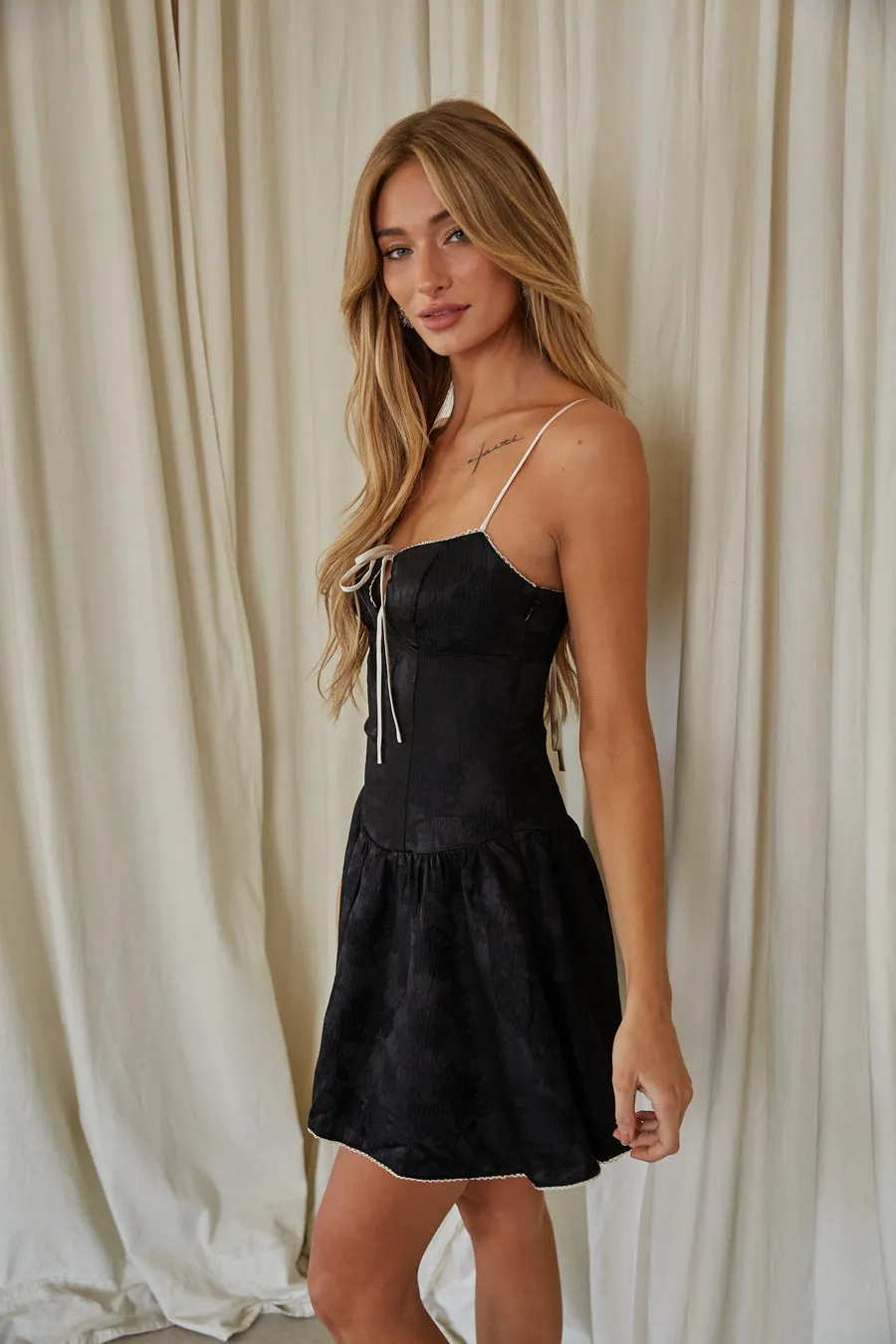 Alisha Coquette Contrast Fit and Flare Mini Dress spring color
