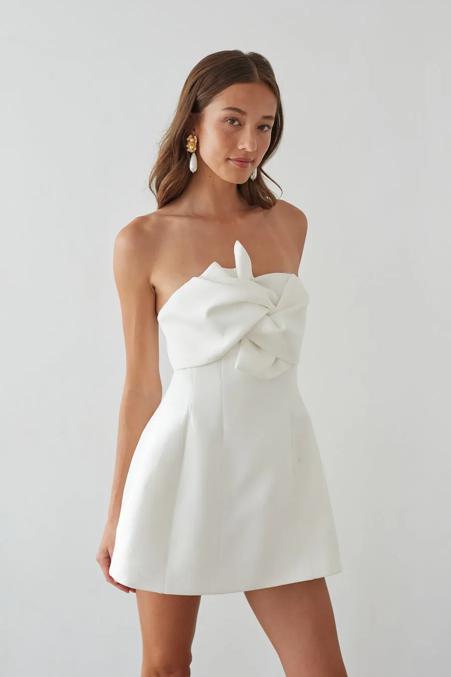 Alix Twist Front Bubble Mini Dress casual charm