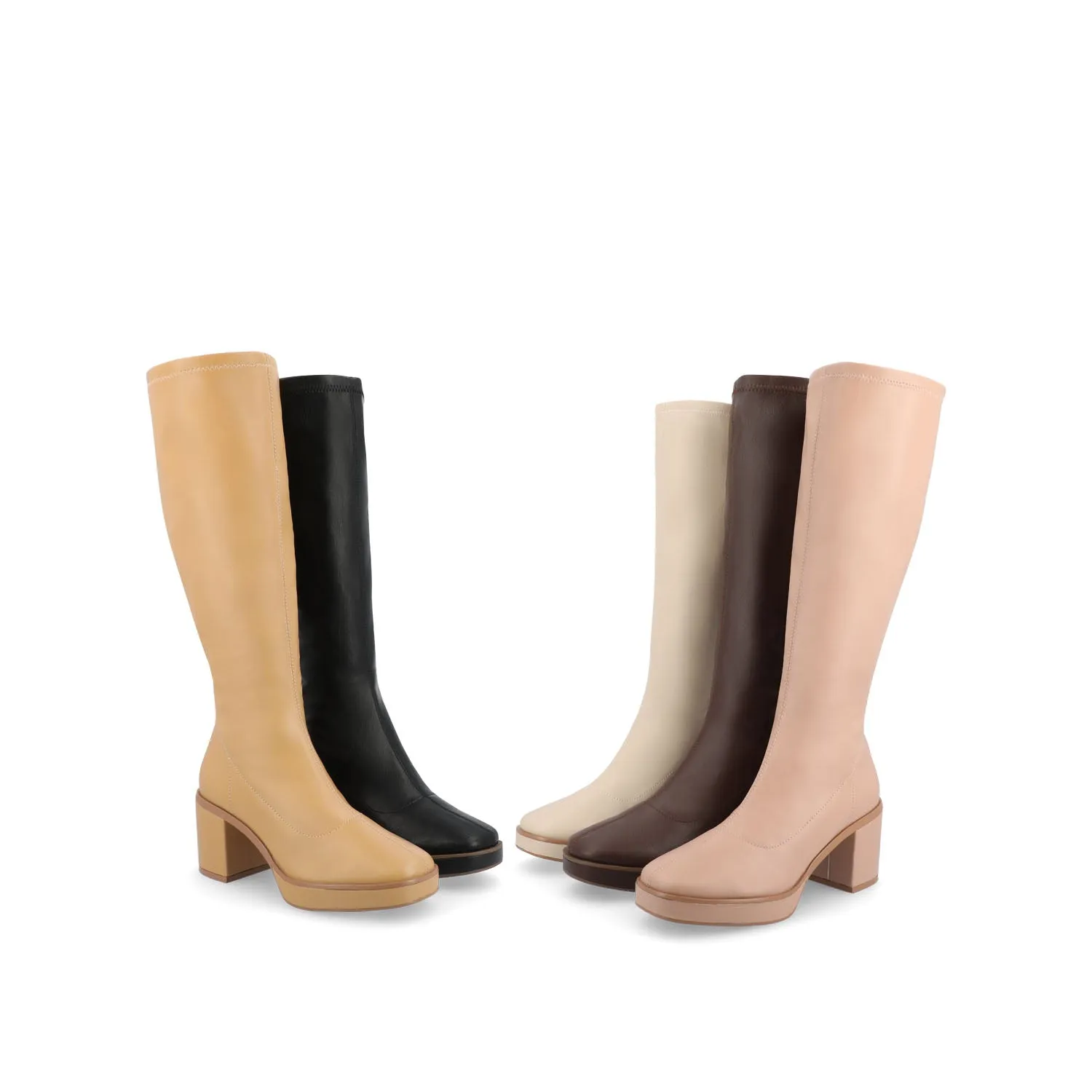 ALONDRA KNEE HIGH BOOTS IN FAUX LEATHER cowboy vibe