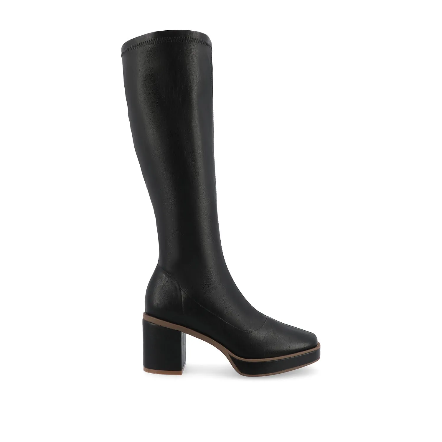 ALONDRA KNEE HIGH BOOTS IN FAUX LEATHER cowboy vibe