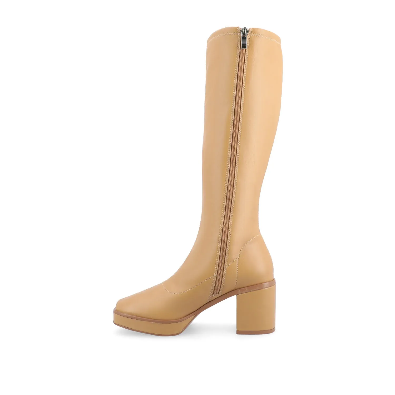 ALONDRA KNEE HIGH BOOTS IN FAUX LEATHER cowboy vibe