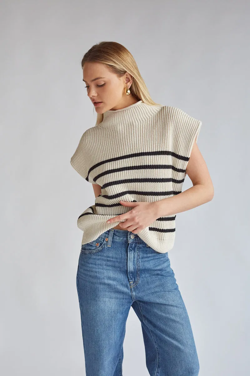 Amari Mock Neck Sleeveless Sweater Top office glow
