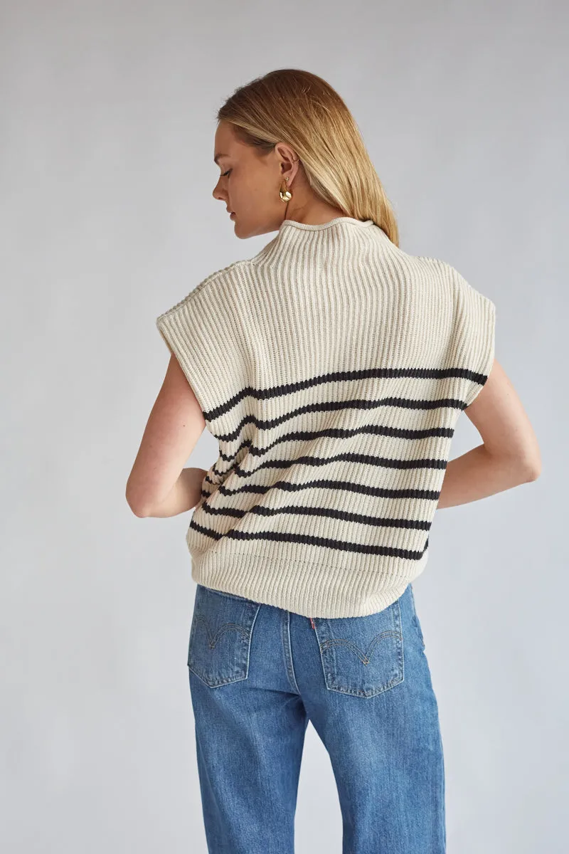 Amari Mock Neck Sleeveless Sweater Top office glow