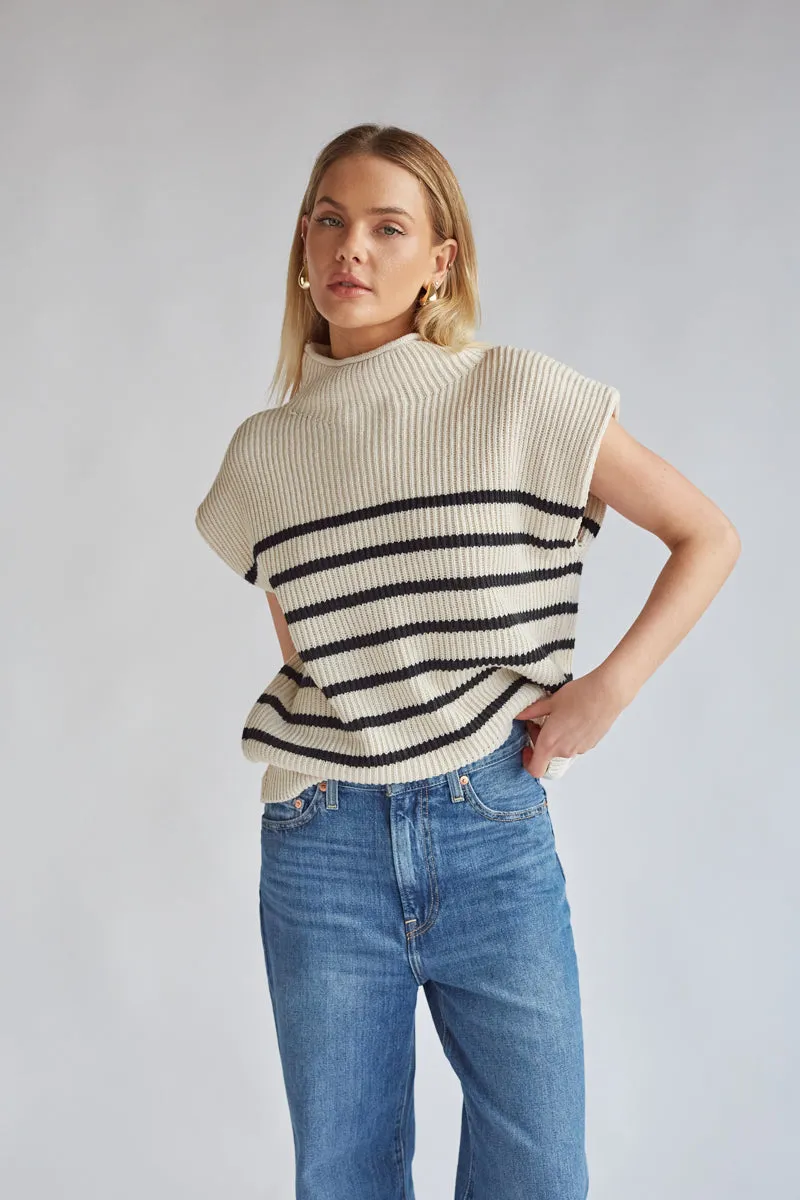 Amari Mock Neck Sleeveless Sweater Top office glow