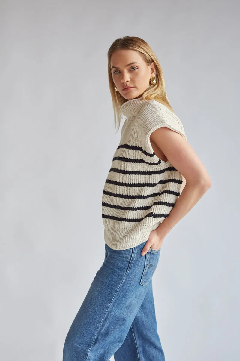 Amari Mock Neck Sleeveless Sweater Top office glow