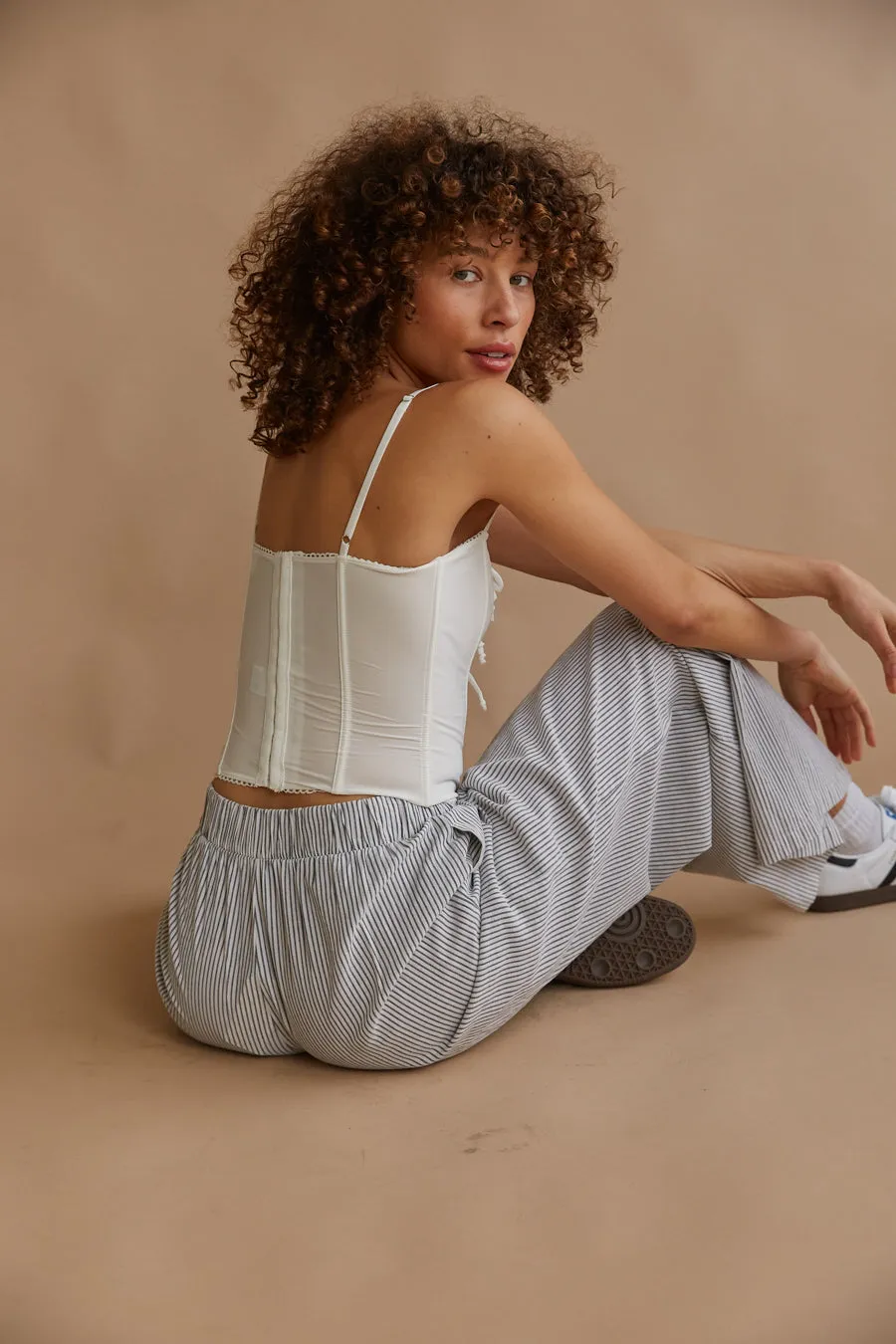 Amelie Eyelet Trim Bow Corset Top air move
