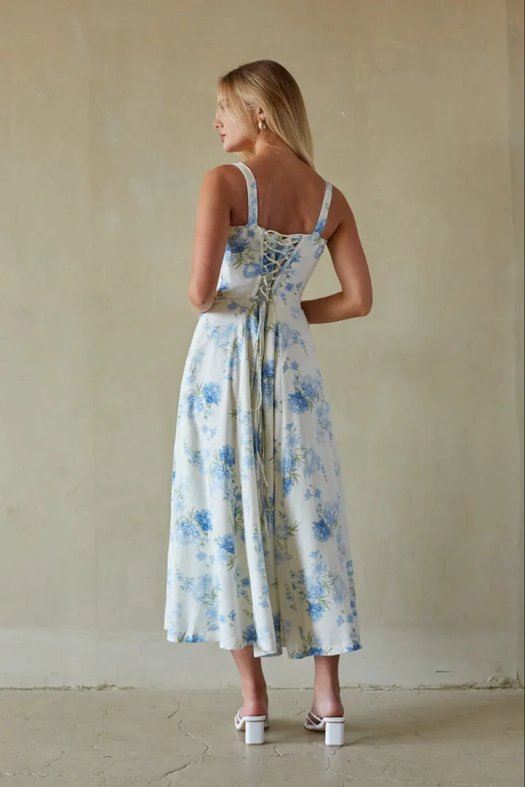 Angelina Sweetheart Floral Midi Dress stretch hug