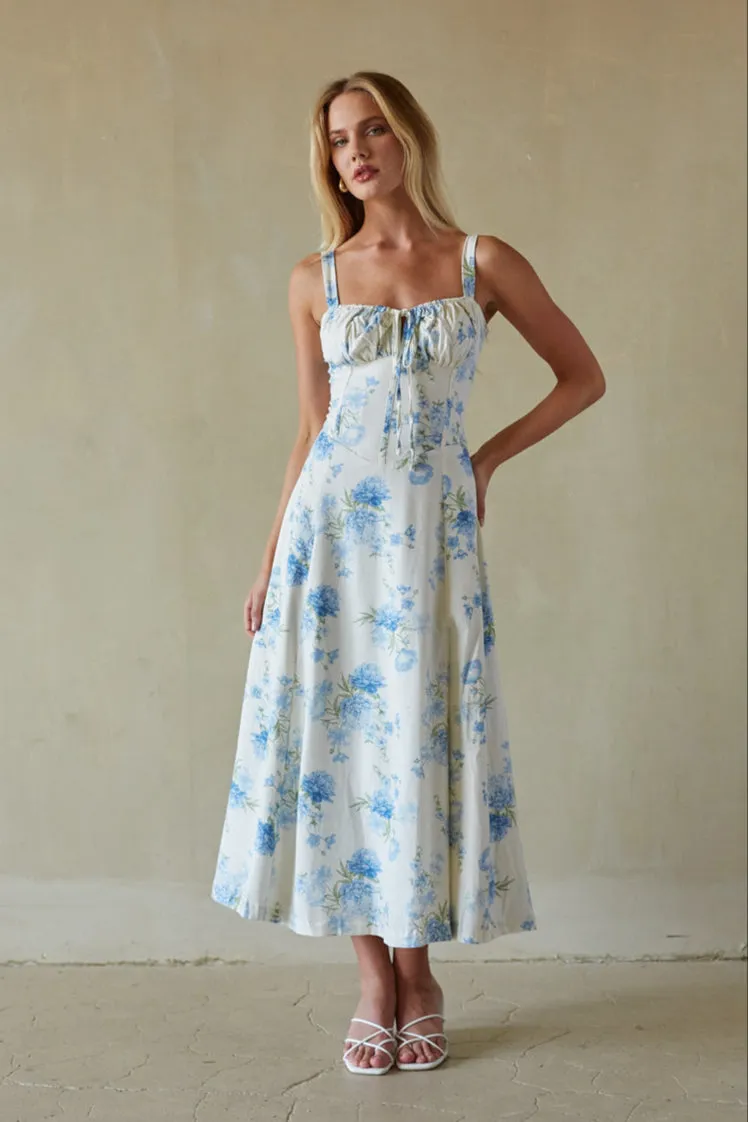 Angelina Sweetheart Floral Midi Dress stretch hug