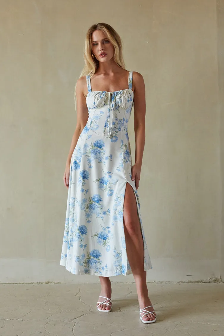 Angelina Sweetheart Floral Midi Dress stretch hug