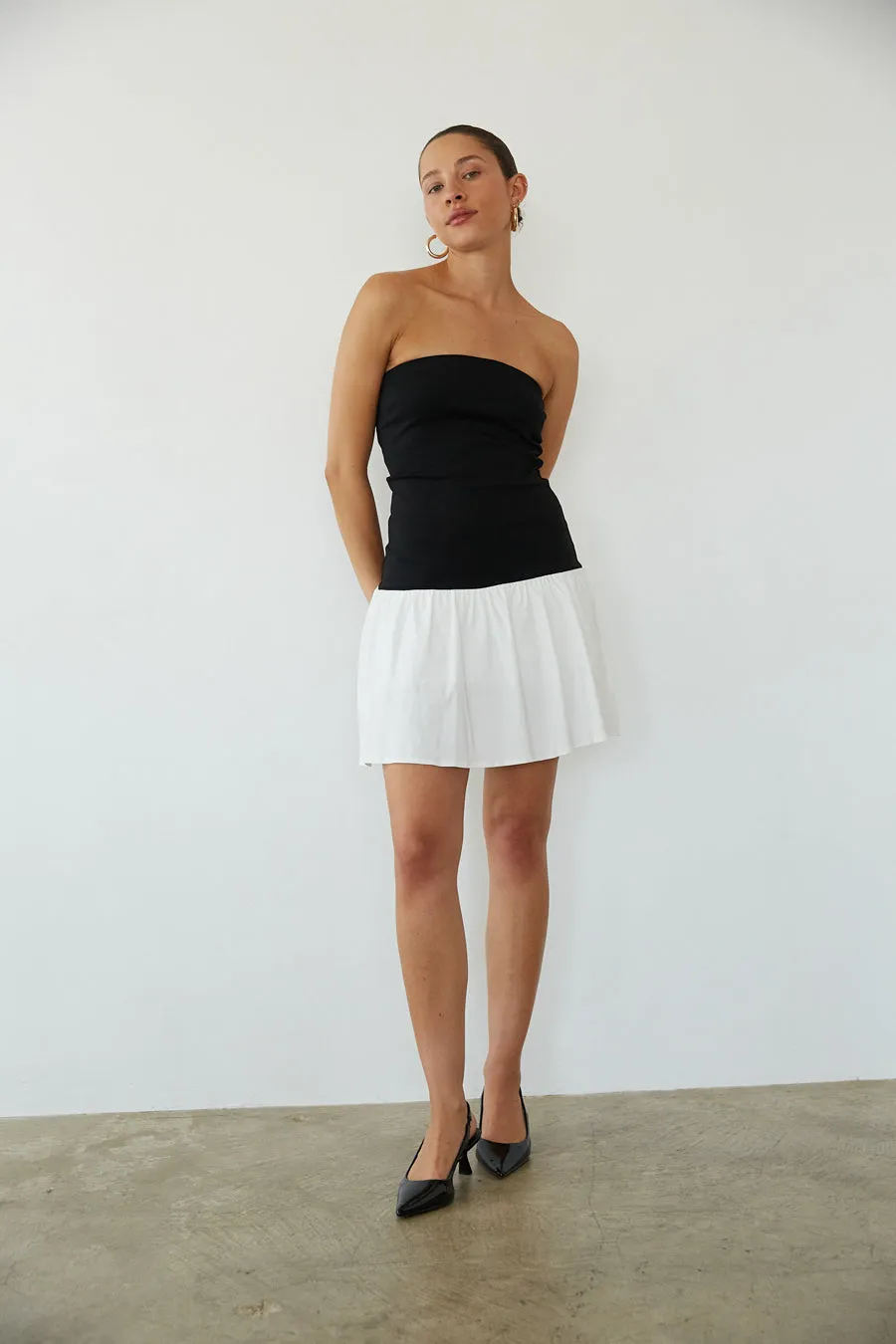 Anya Contrast Fit and Flare Mini Dress simple curve