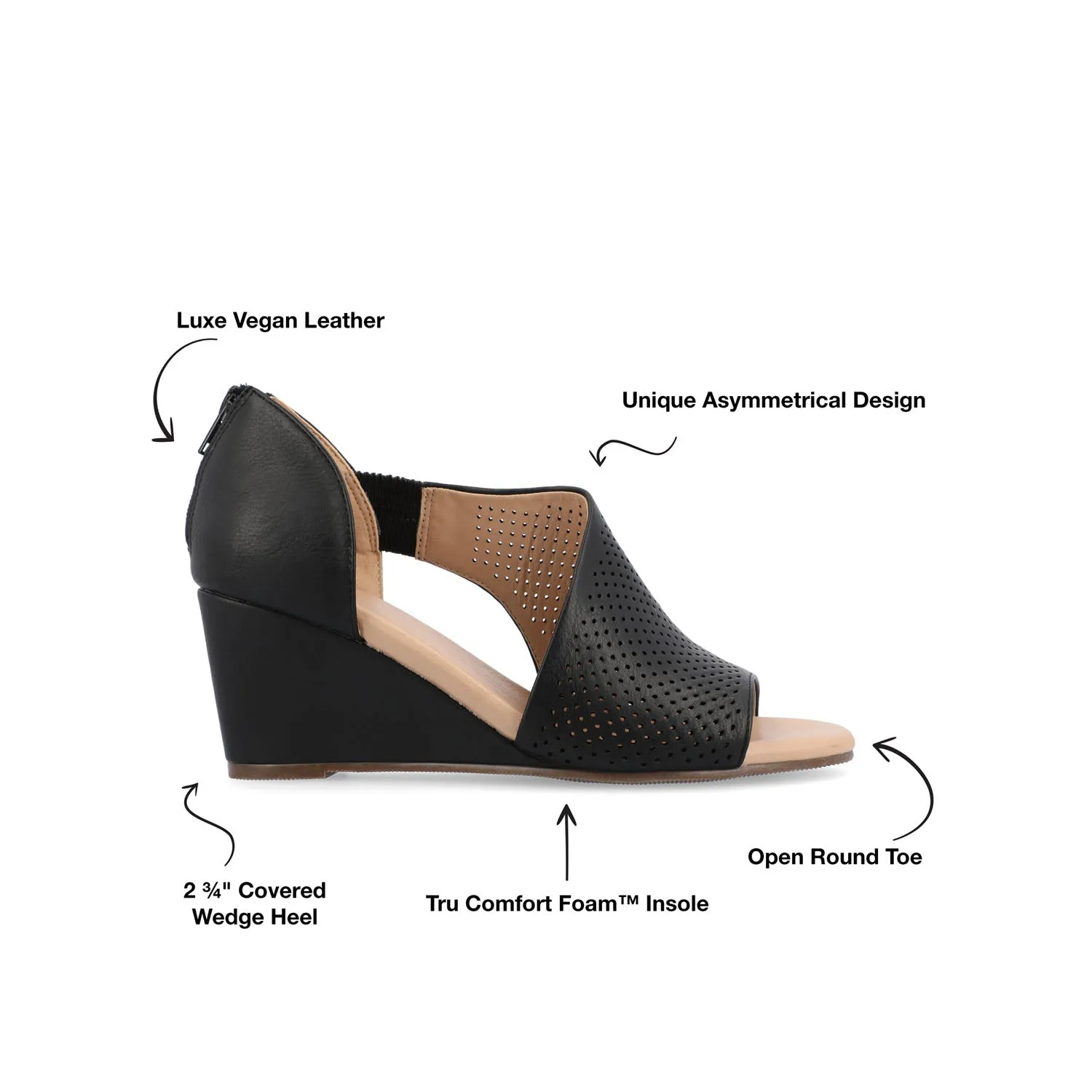 ARETHA WEDGE HEEL SANDALS IN FAUX LEATHER quiet breeze