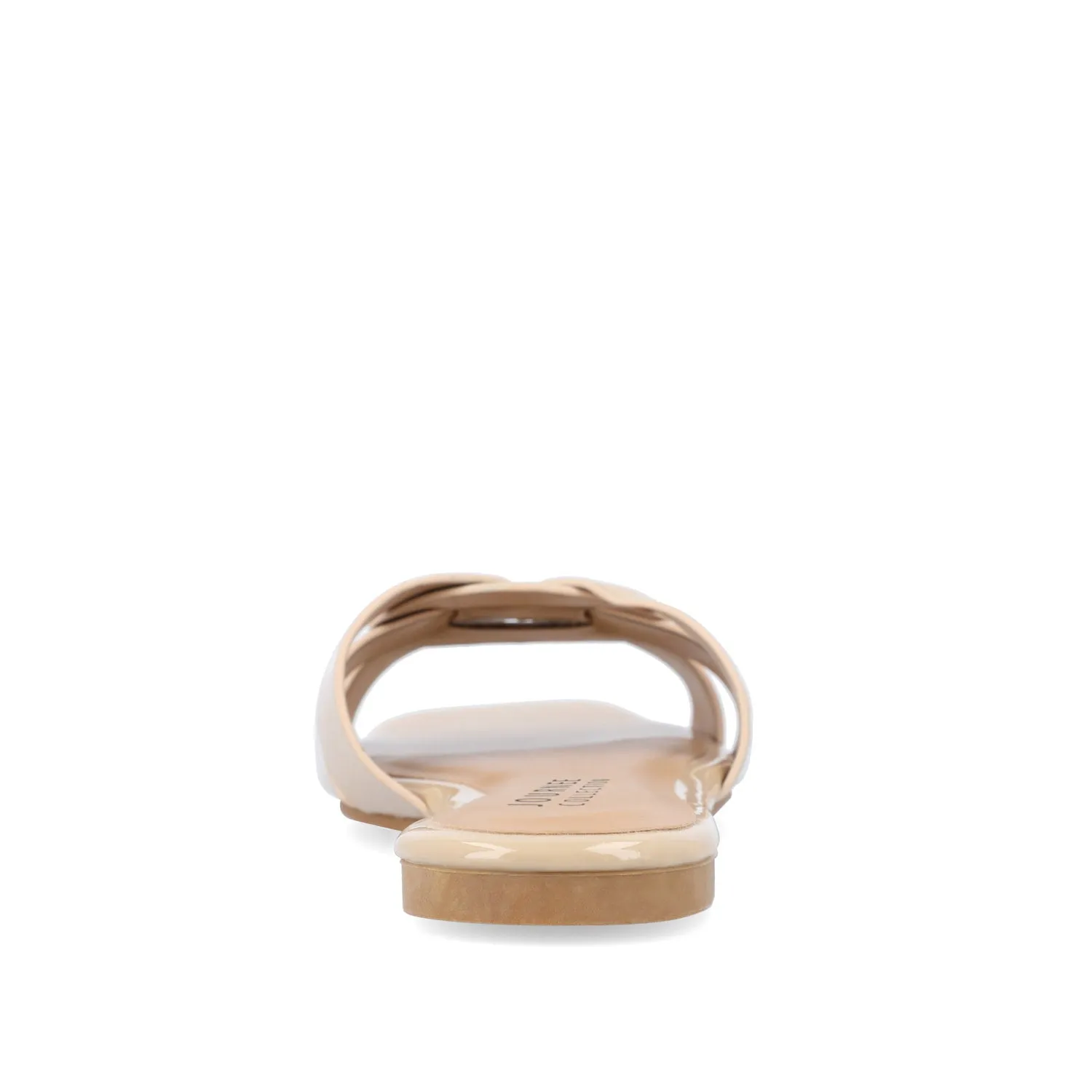 ARRINA BASIC PATENT SLIDE SANDALS IN WIDE lake vibe