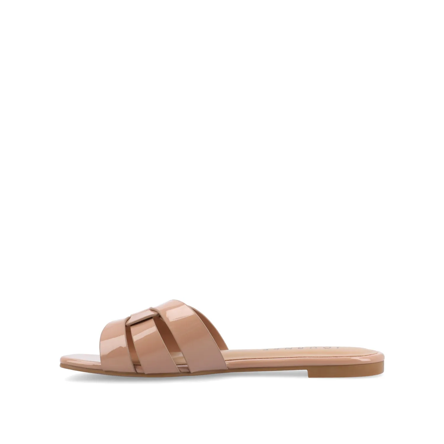 ARRINA BASIC PATENT SLIDE SANDALS IN WIDE lake vibe