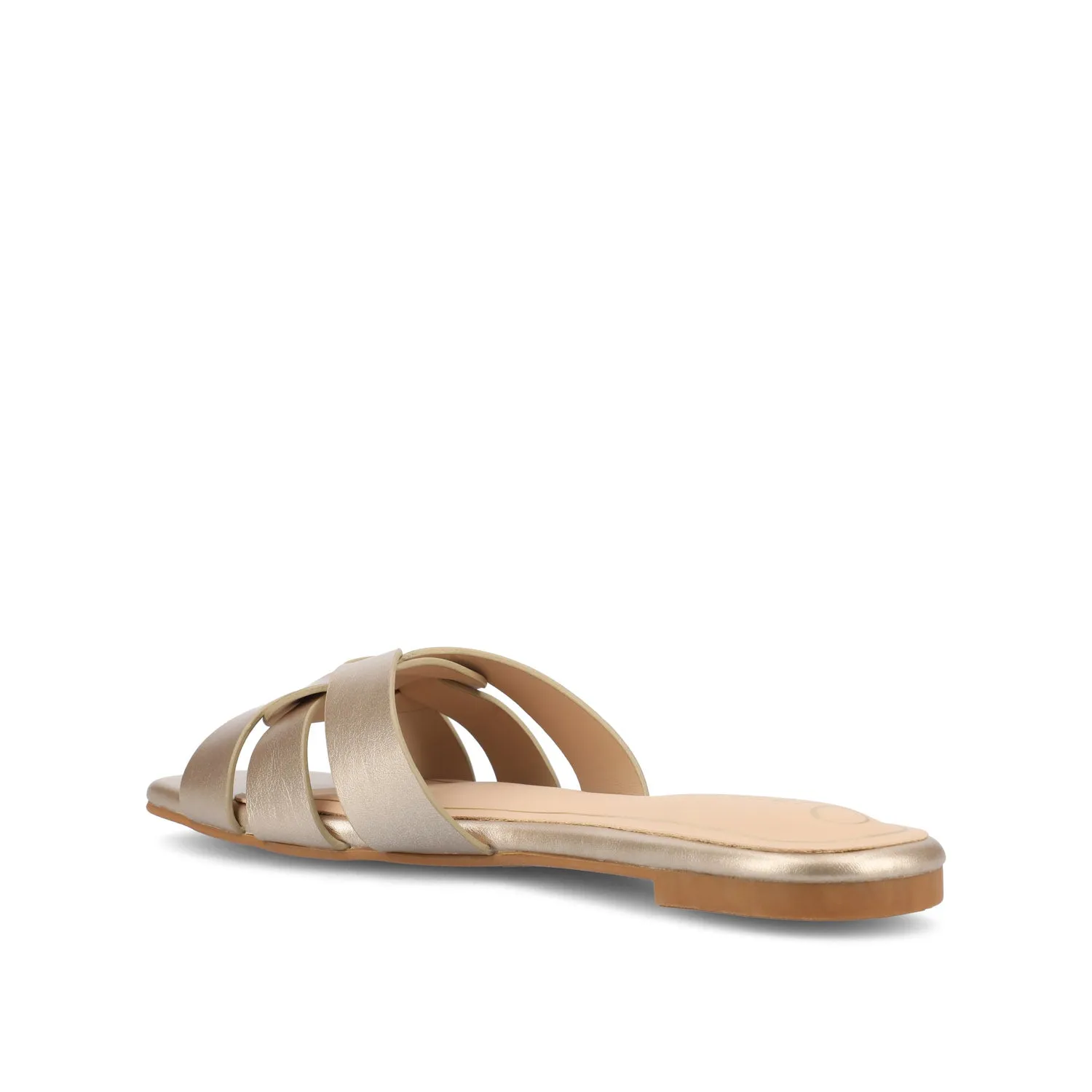 ARRINA BASIC PATENT SLIDE SANDALS IN WIDE lake vibe