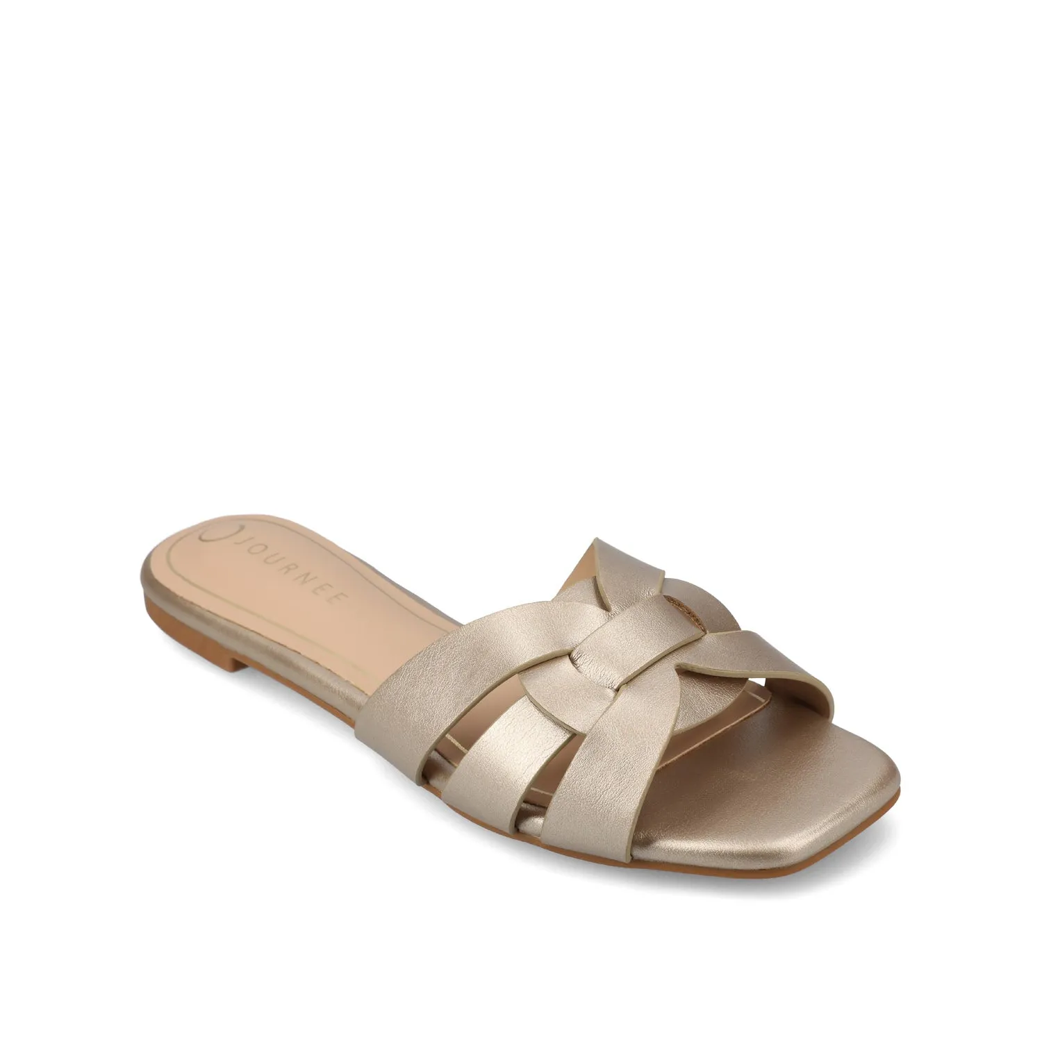 ARRINA BASIC PATENT SLIDE SANDALS IN WIDE lake vibe